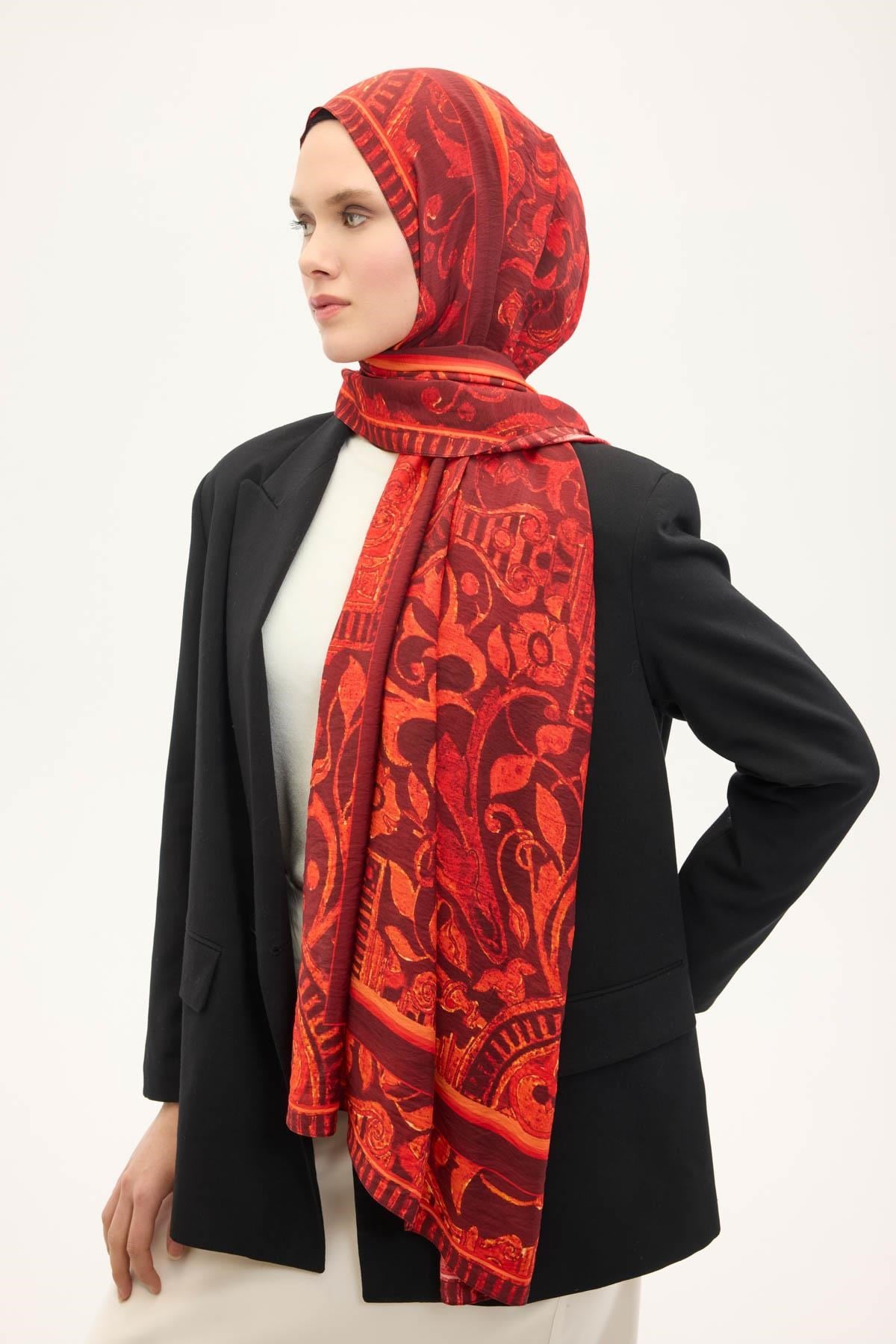 Urban Hours Antik Koyu Bordo Mayda Şal 190x70