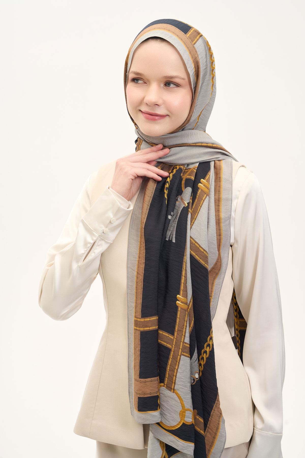 Urban Hours Büyük Zincir Açık Gri Mayda Şal 190x70