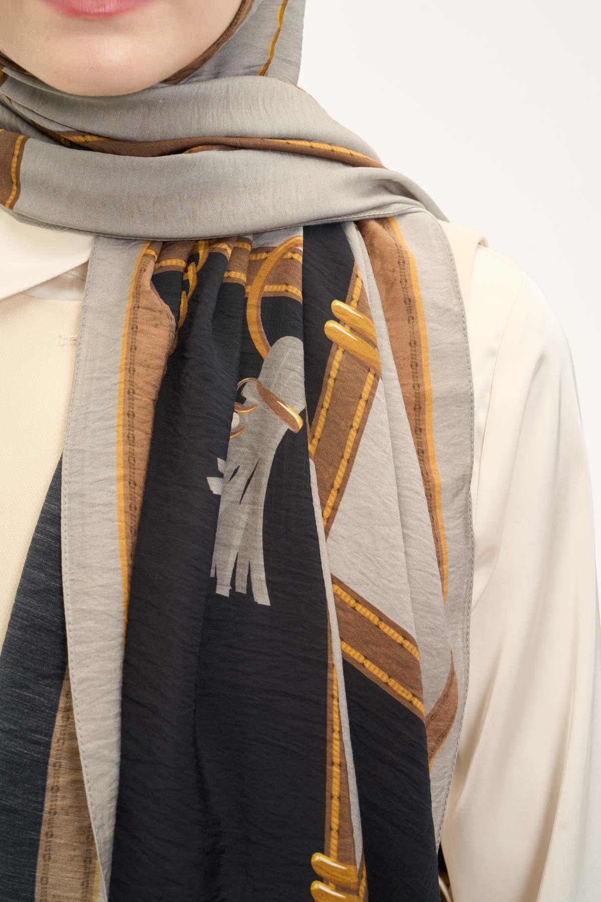 Urban Hours Büyük Zincir Açık Gri Mayda Şal 190x70