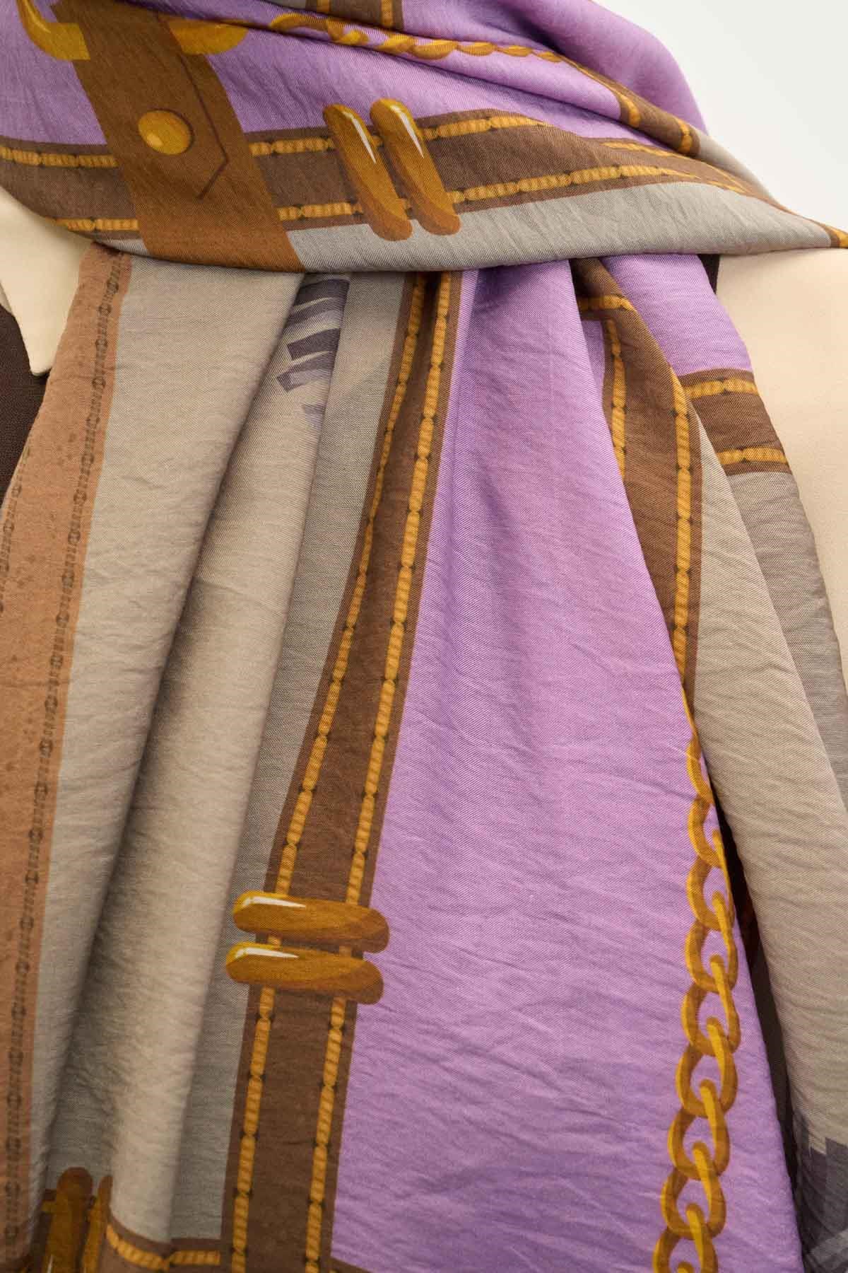 Urban Hours Büyük Zincir Lila Mayda Şal 190x70