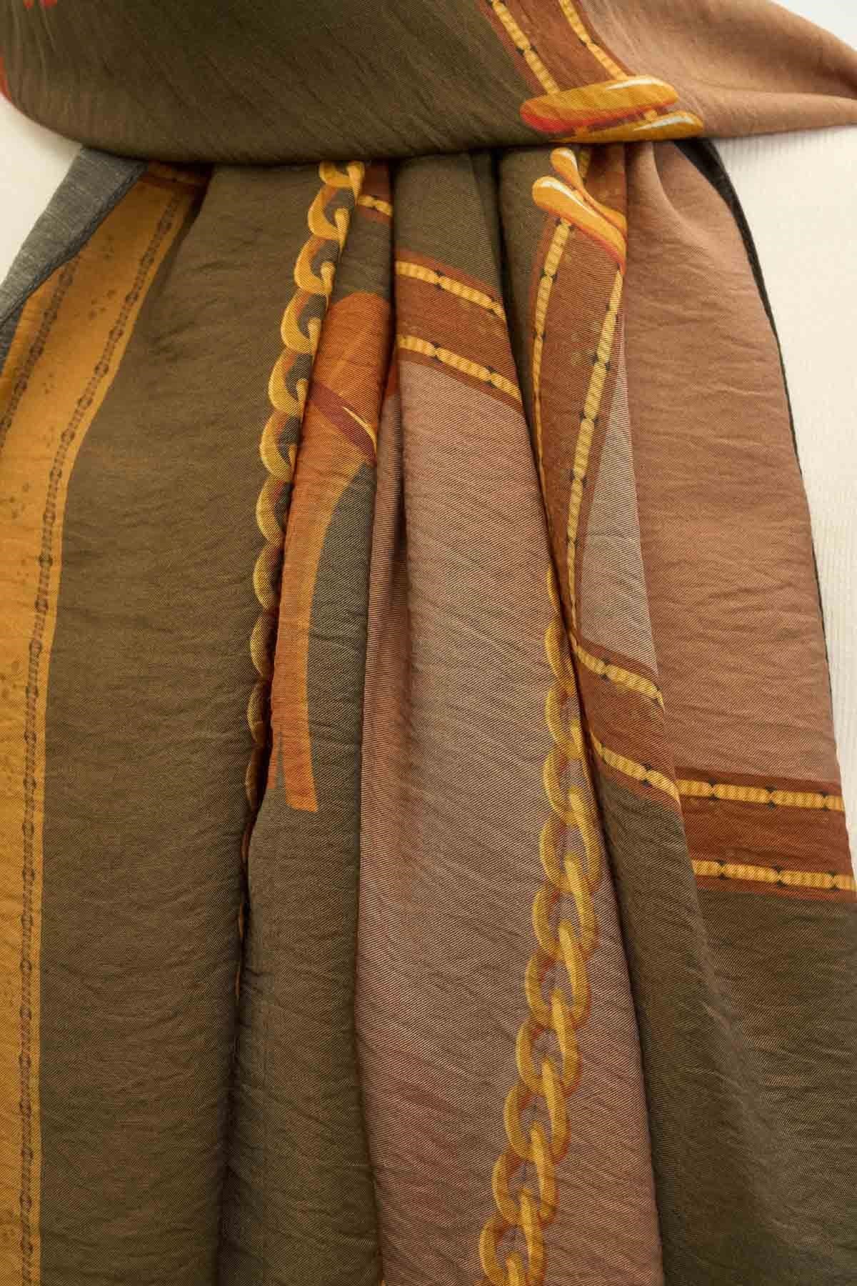 Urban Hours Büyük Zincir Haki Mayda Şal 190x70