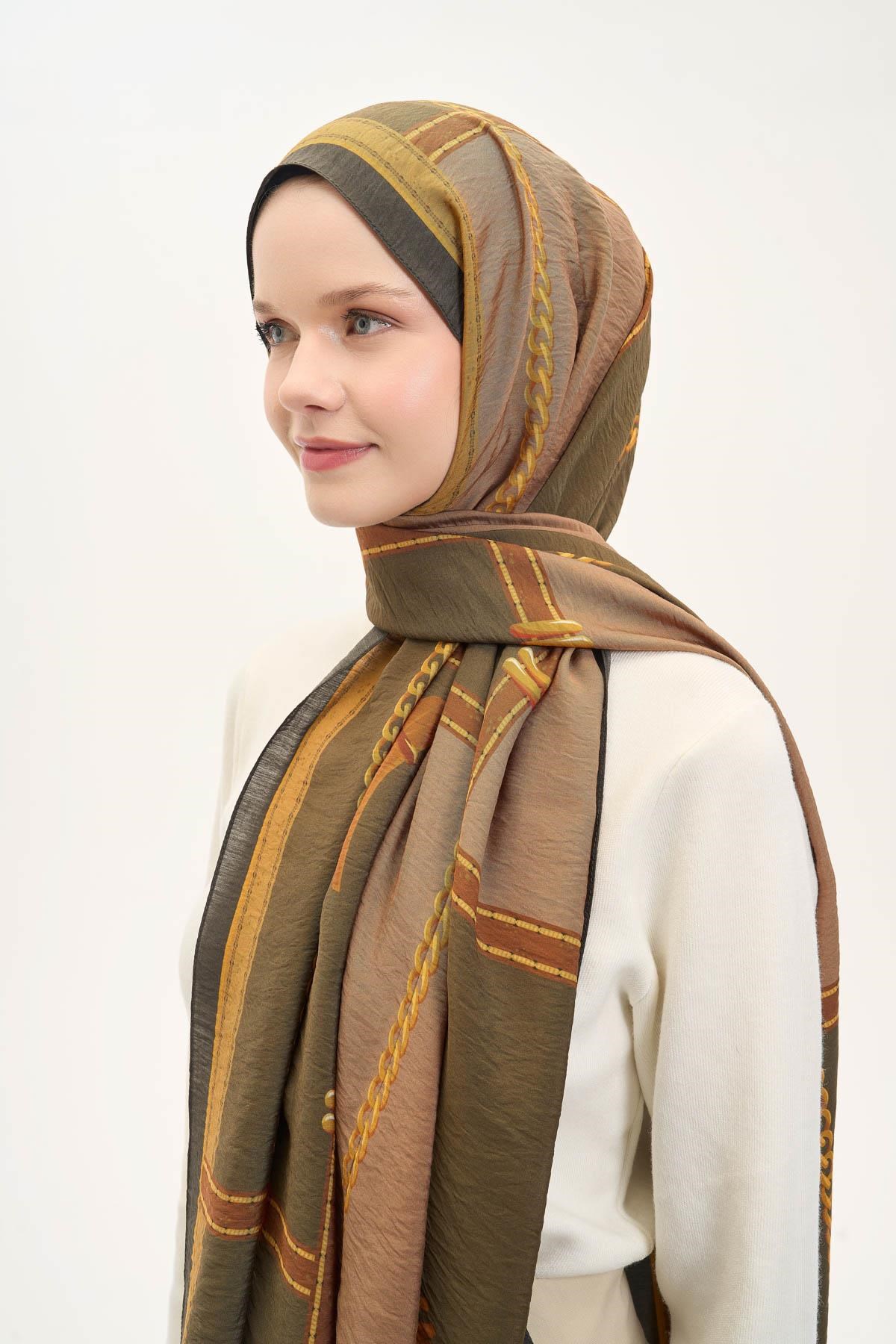 Urban Hours Büyük Zincir Haki Mayda Şal 190x70