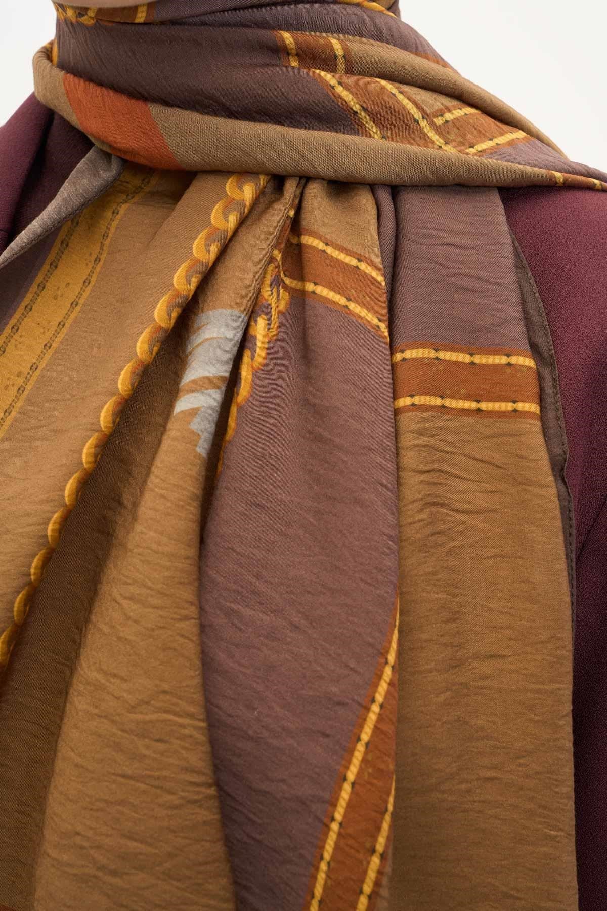 Urban Hours Büyük Zincir Soluk Mürdüm Mayda Şal 190x70