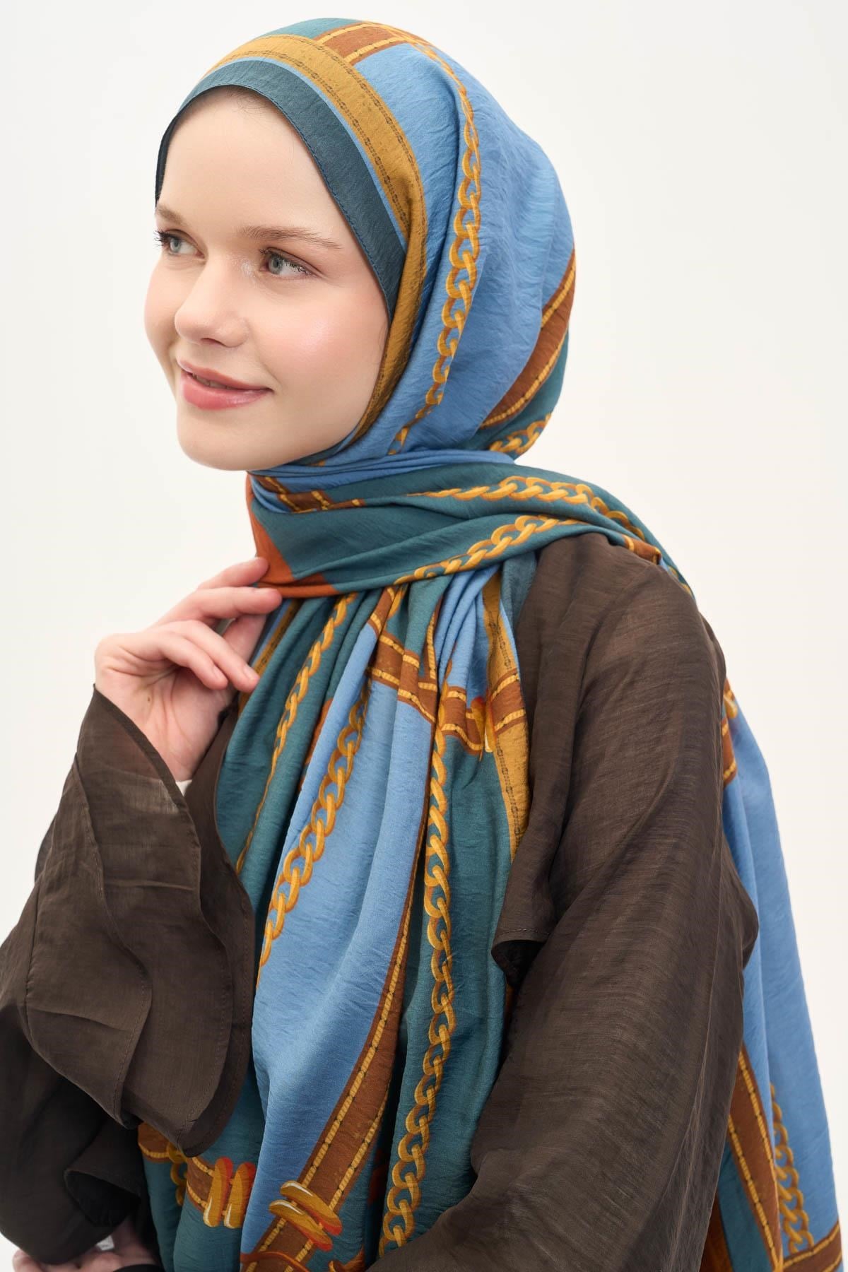 Urban Hours Büyük Zincir Petrol Yeşili Mayda Şal 190x70