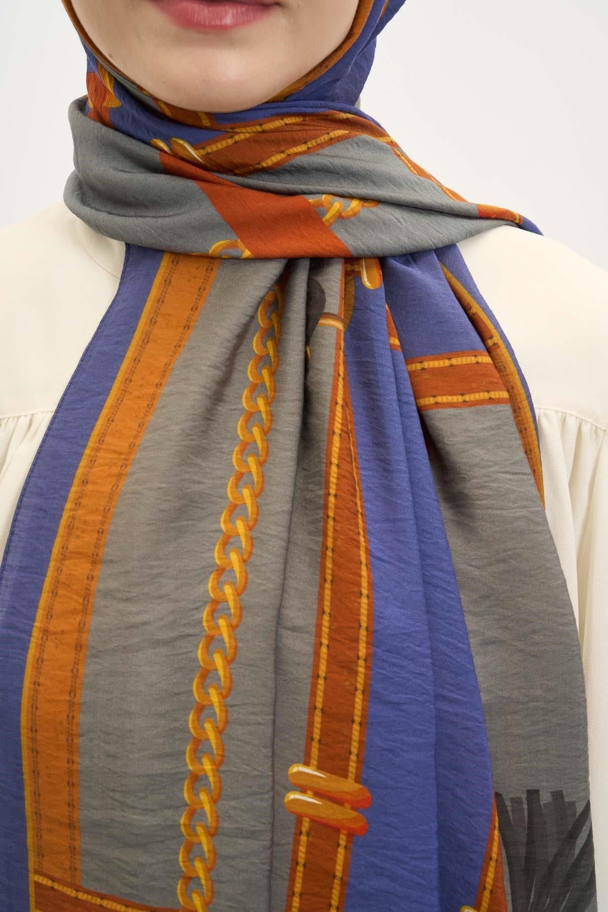 Urban Hours Büyük Zincir Açık Gri Mayda Şal 190x70