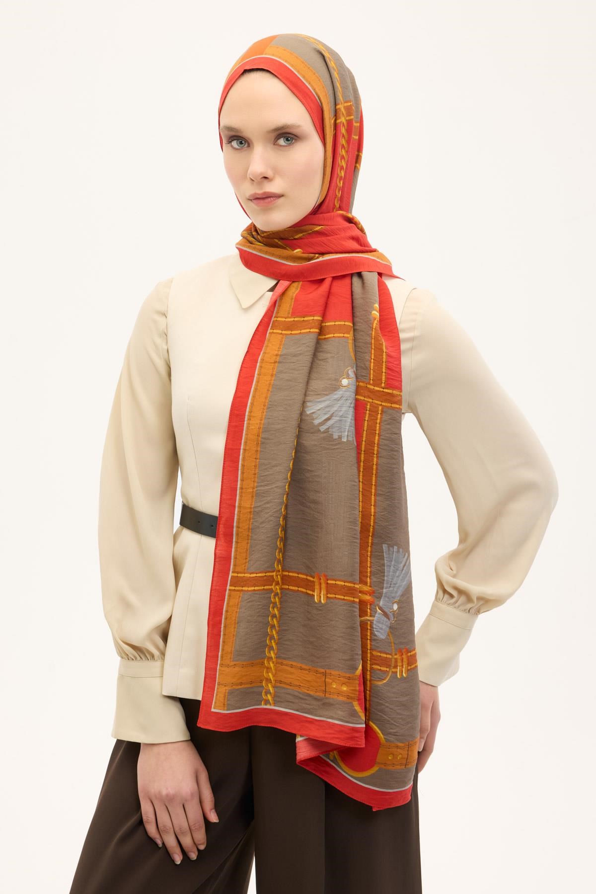 Urban Hours Büyük Zincir Vizon Mayda Şal 190x70