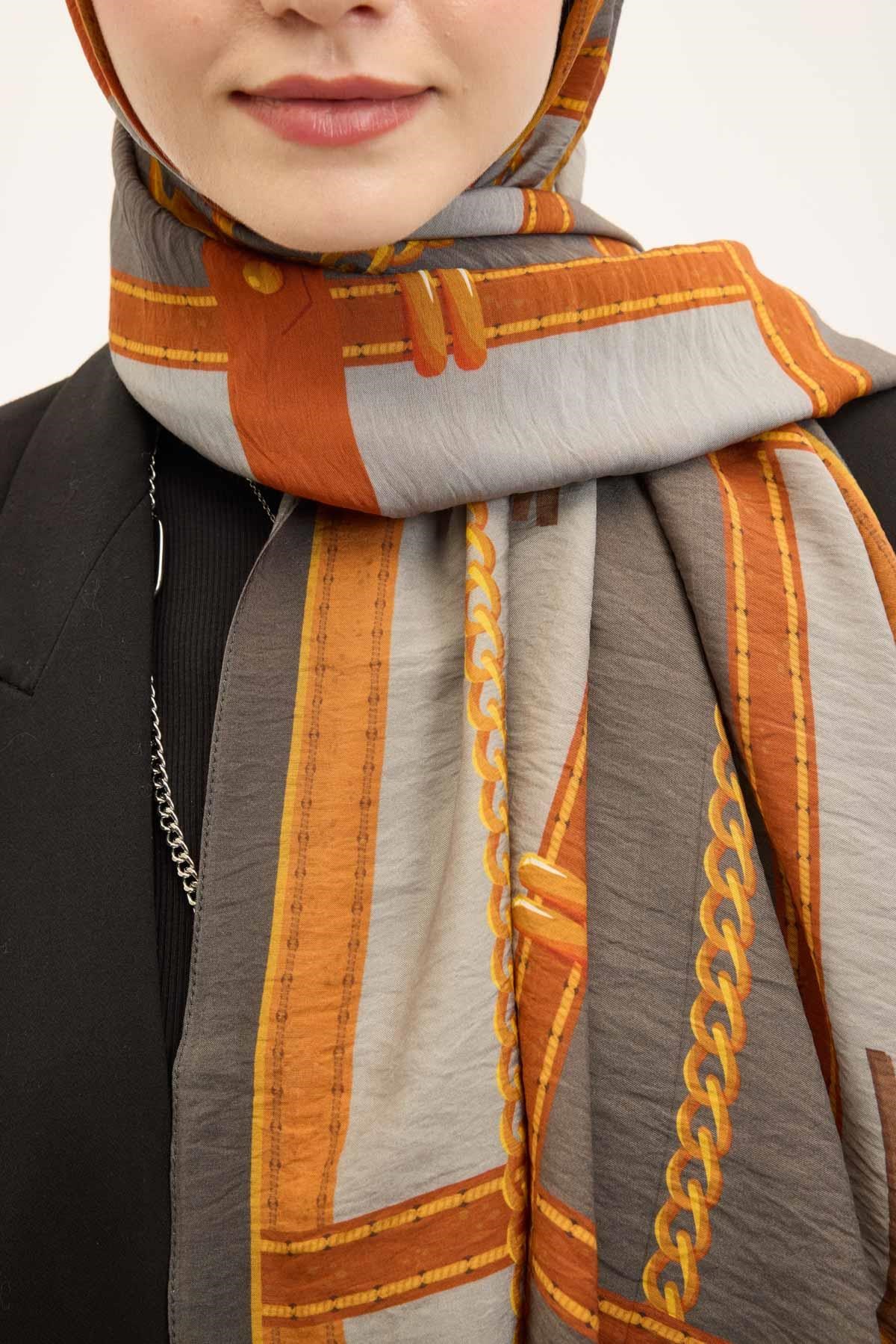 Urban Hours Büyük Zincir Gri Mayda Şal 190x70