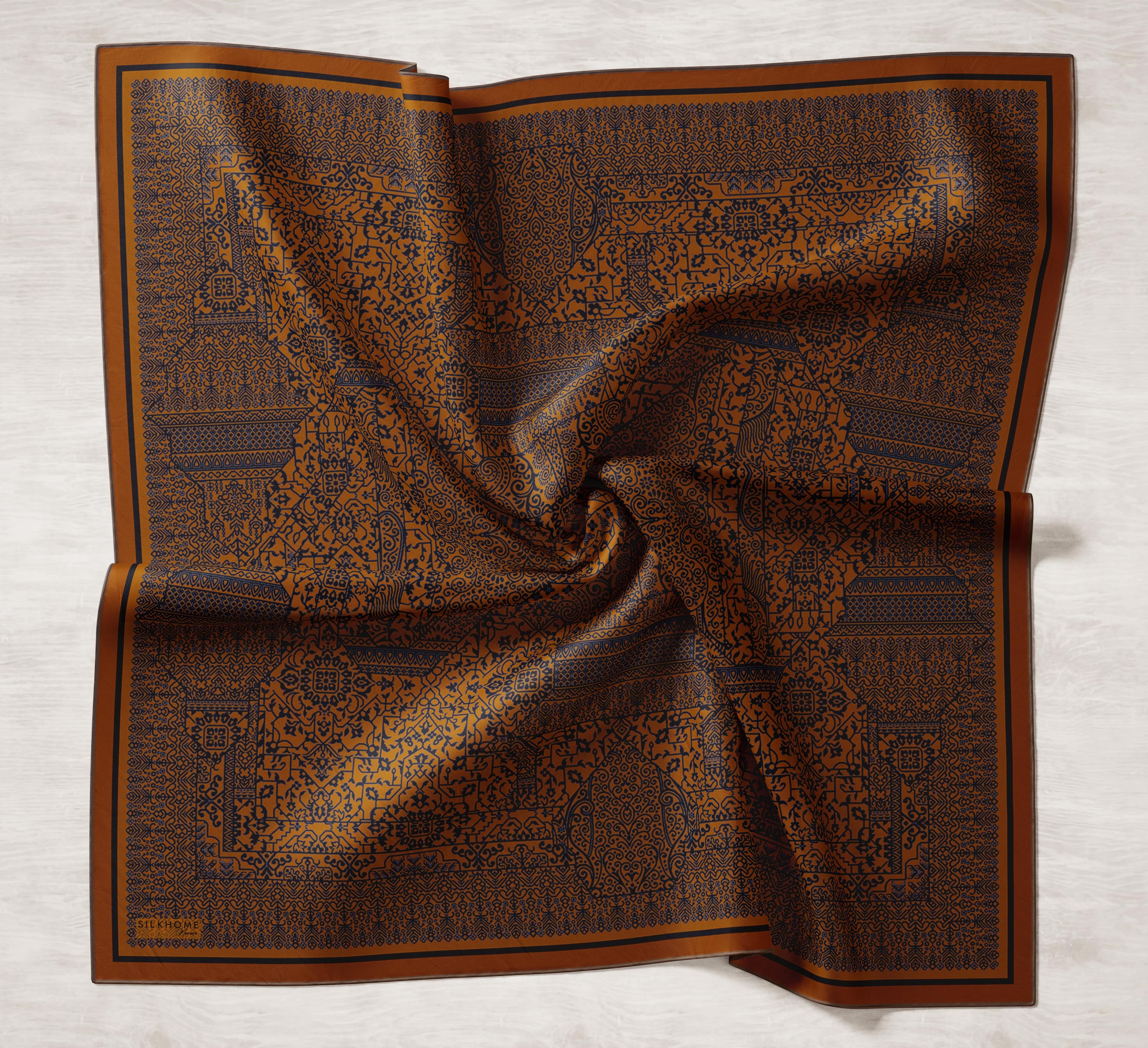 Tencel Monare Eşarp Madalyon Desen Taba 90X90