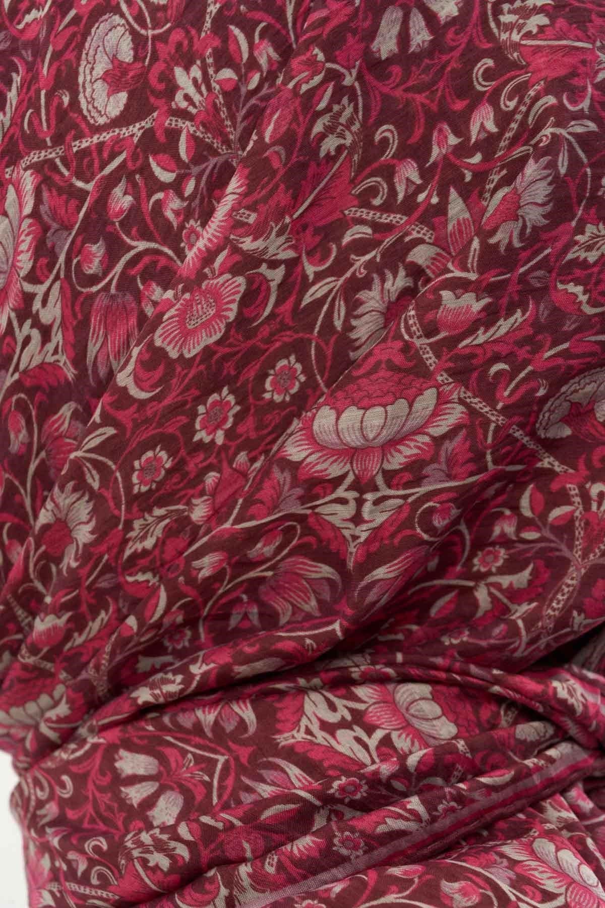 Tencel Monare Eşarp Saray Baharı Desen Vişne Çürüğü 90X90