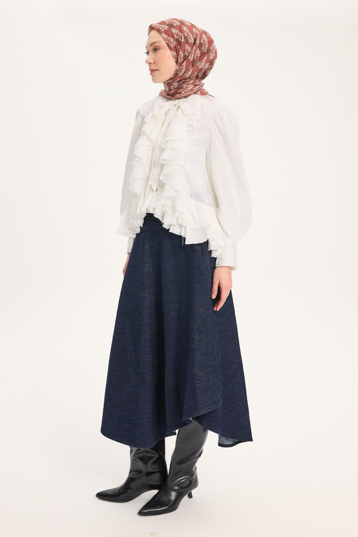 Tencel Monare Eşarp Bahar Desen Kahve 90X90