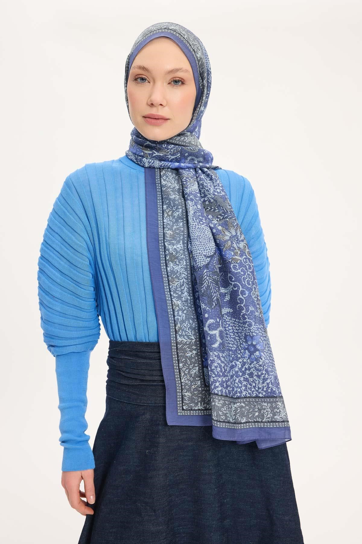 Tencel Monare Şal Funda Vintage Botanik Desen 75x195