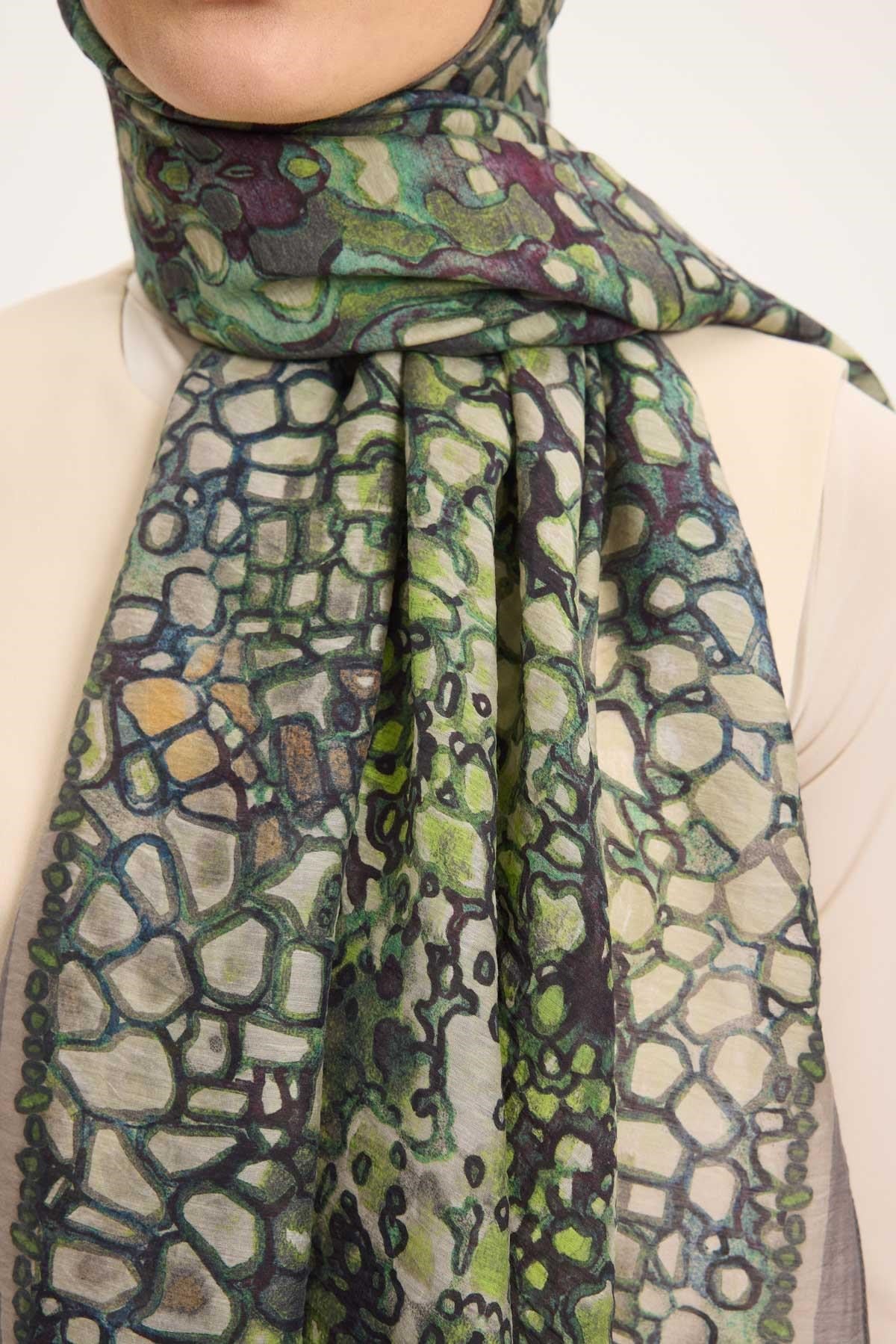 Tencel Monare Gri Taş Desen 75x195