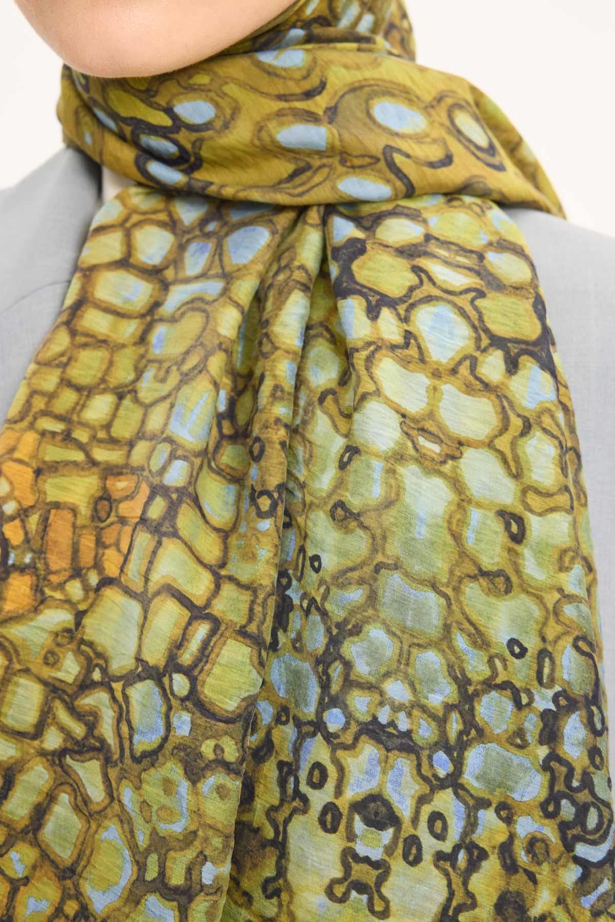 Tencel Monare Yağ Yeşili Taş Desen 75x195