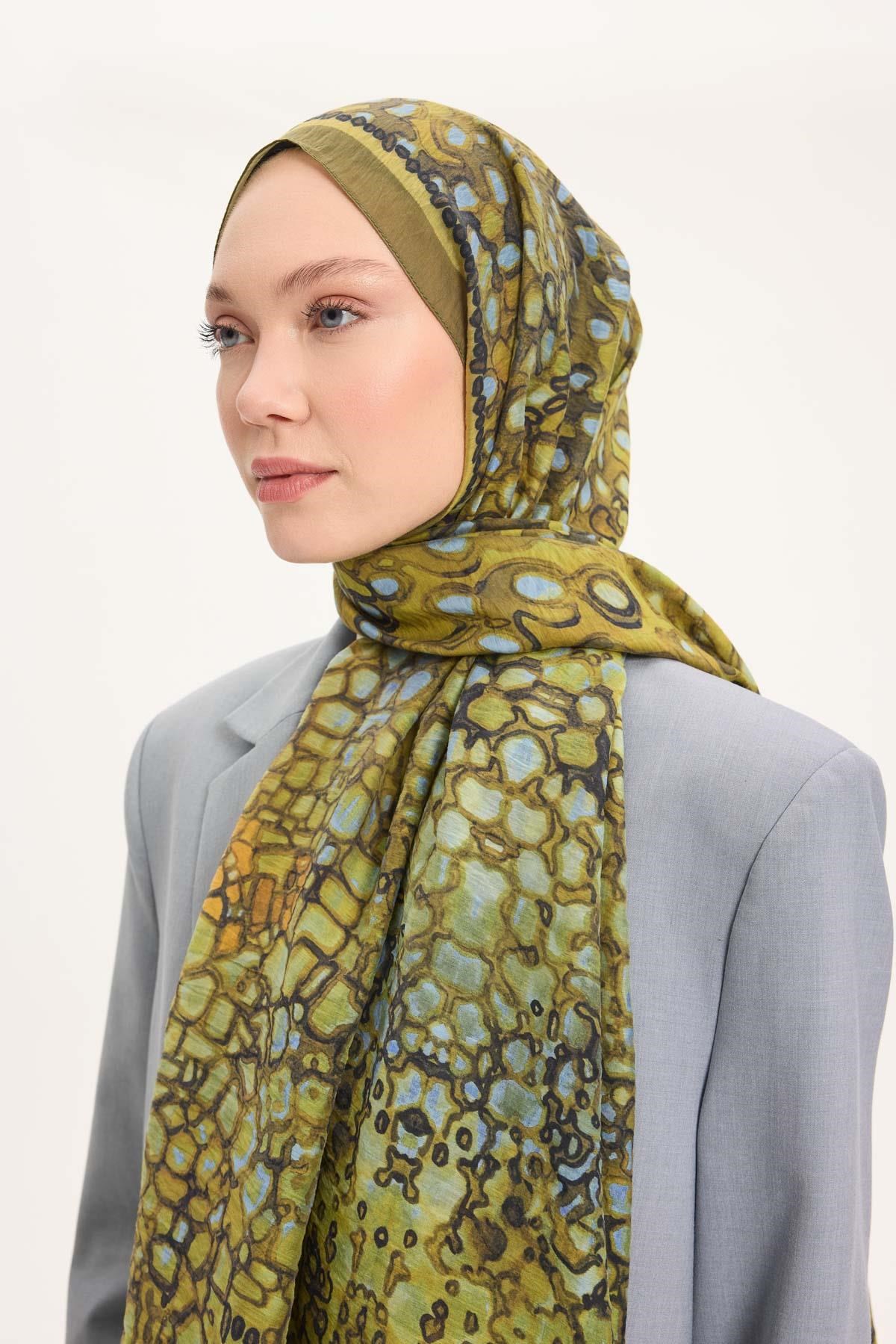 Tencel Monare Yağ Yeşili Taş Desen 75x195