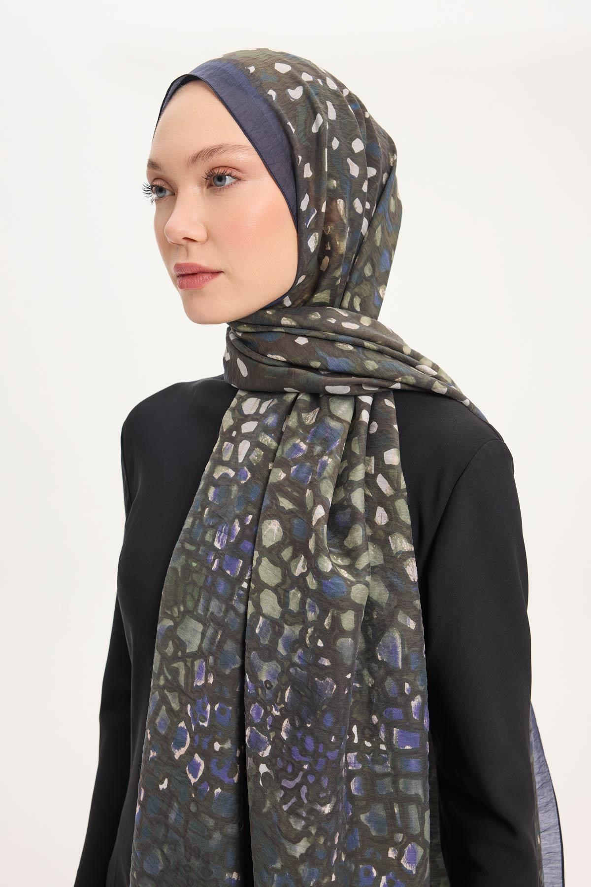 Tencel Monare Lacivert Taş Desen 75x195