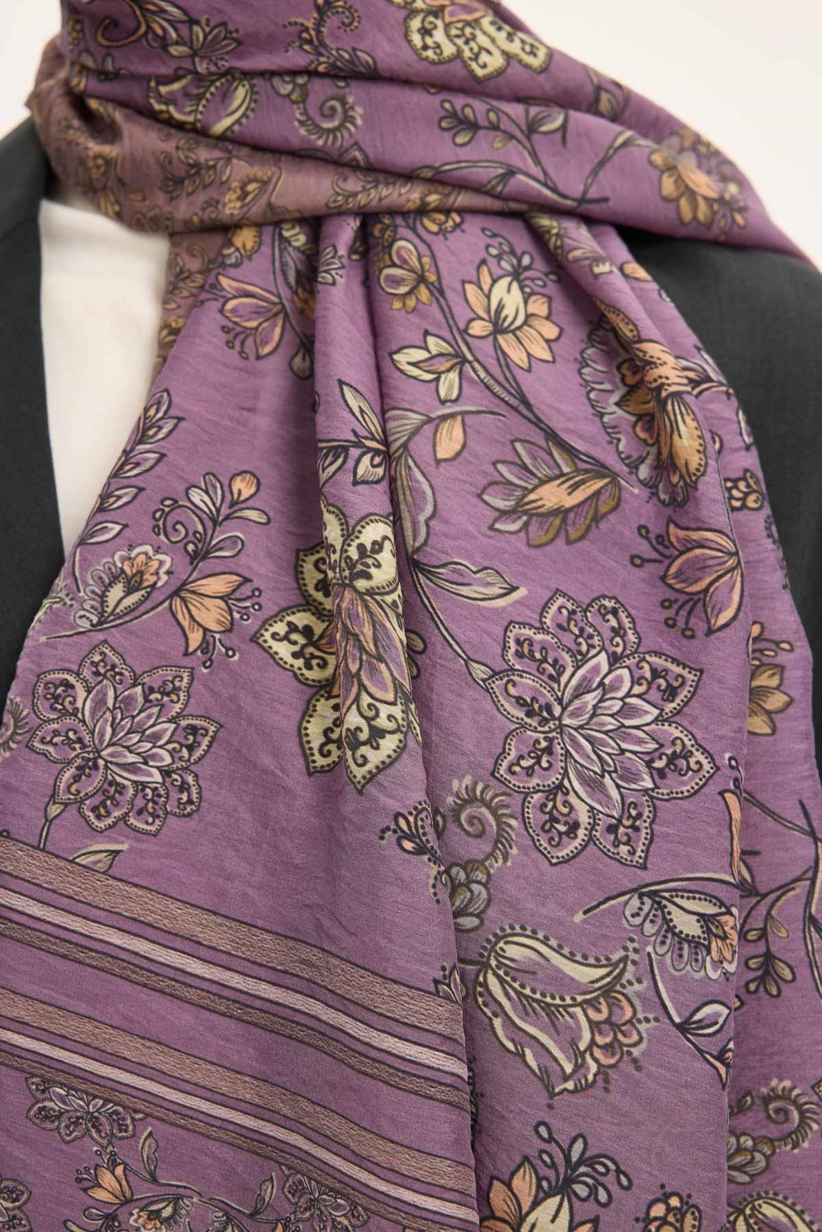 Tencel Monare Şal Mocha Çiçek Desen 75x195