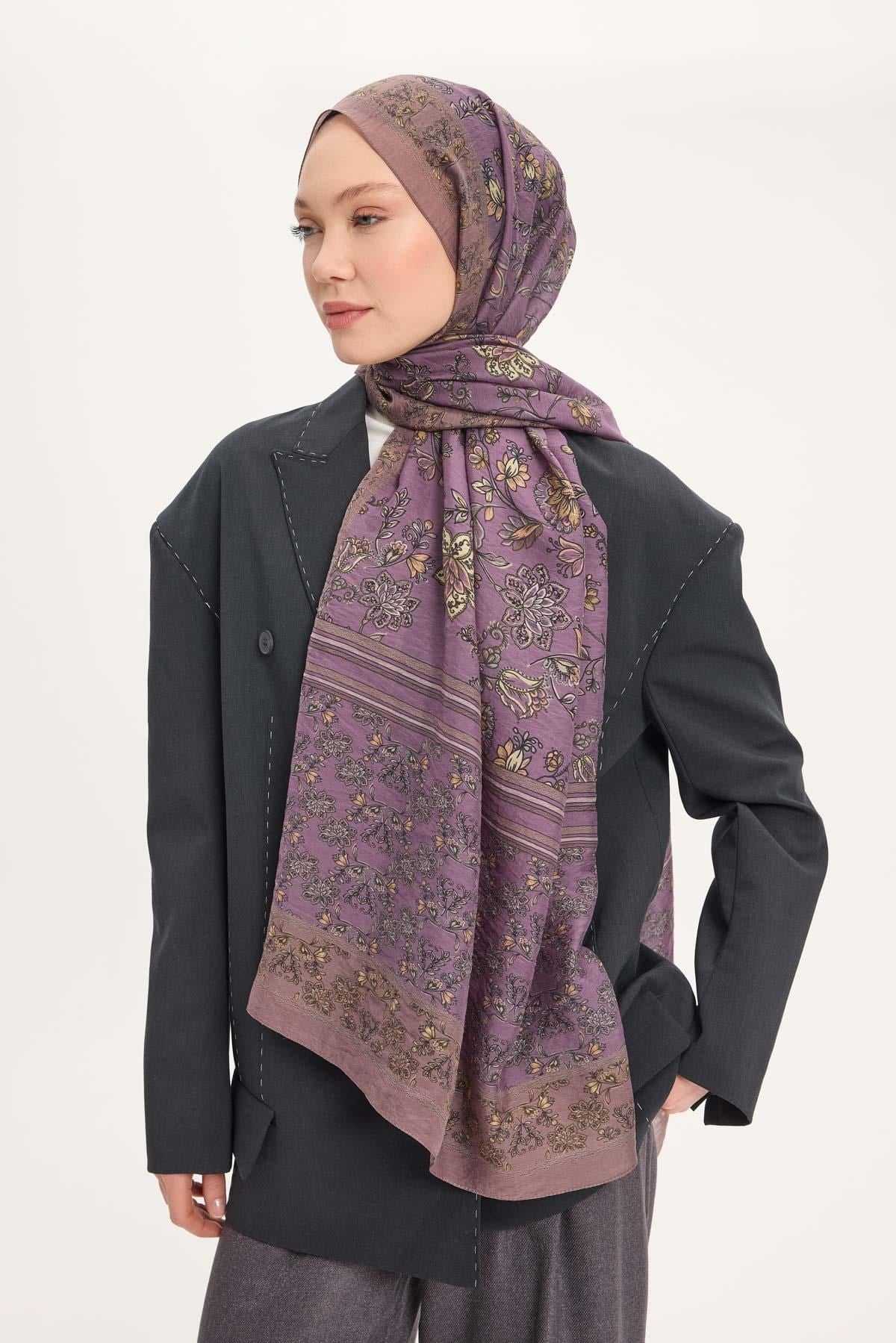 Tencel Monare Şal Mocha Çiçek Desen 75x195