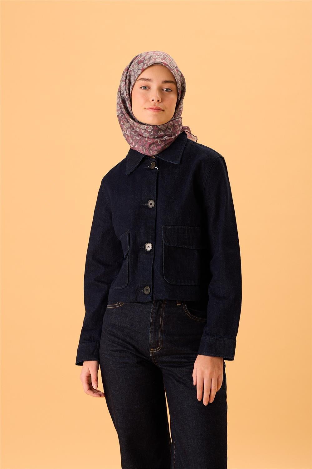 İnce Pamuk Soft Eşarp Gül Kurusu Bordo Koyu Vizon Desenli Kaymaz Dokulu Tok Duruşlu 90x90