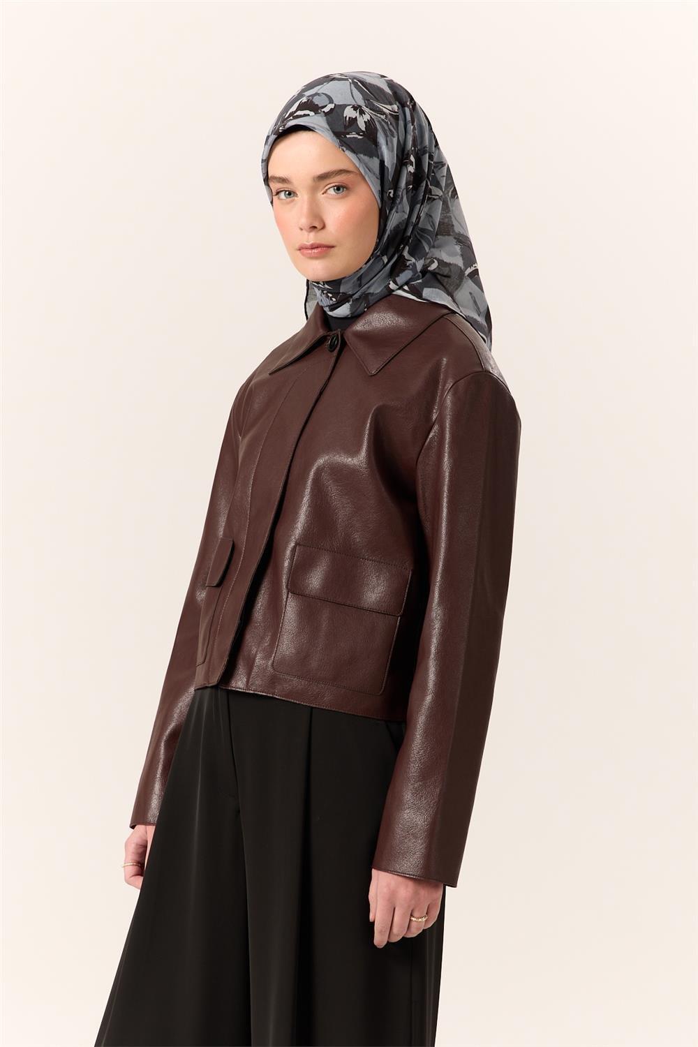 İnce Pamuk Soft Eşarp Siyah-Gri Desenli Kaymaz Dokulu Tok Duruşlu 90x90