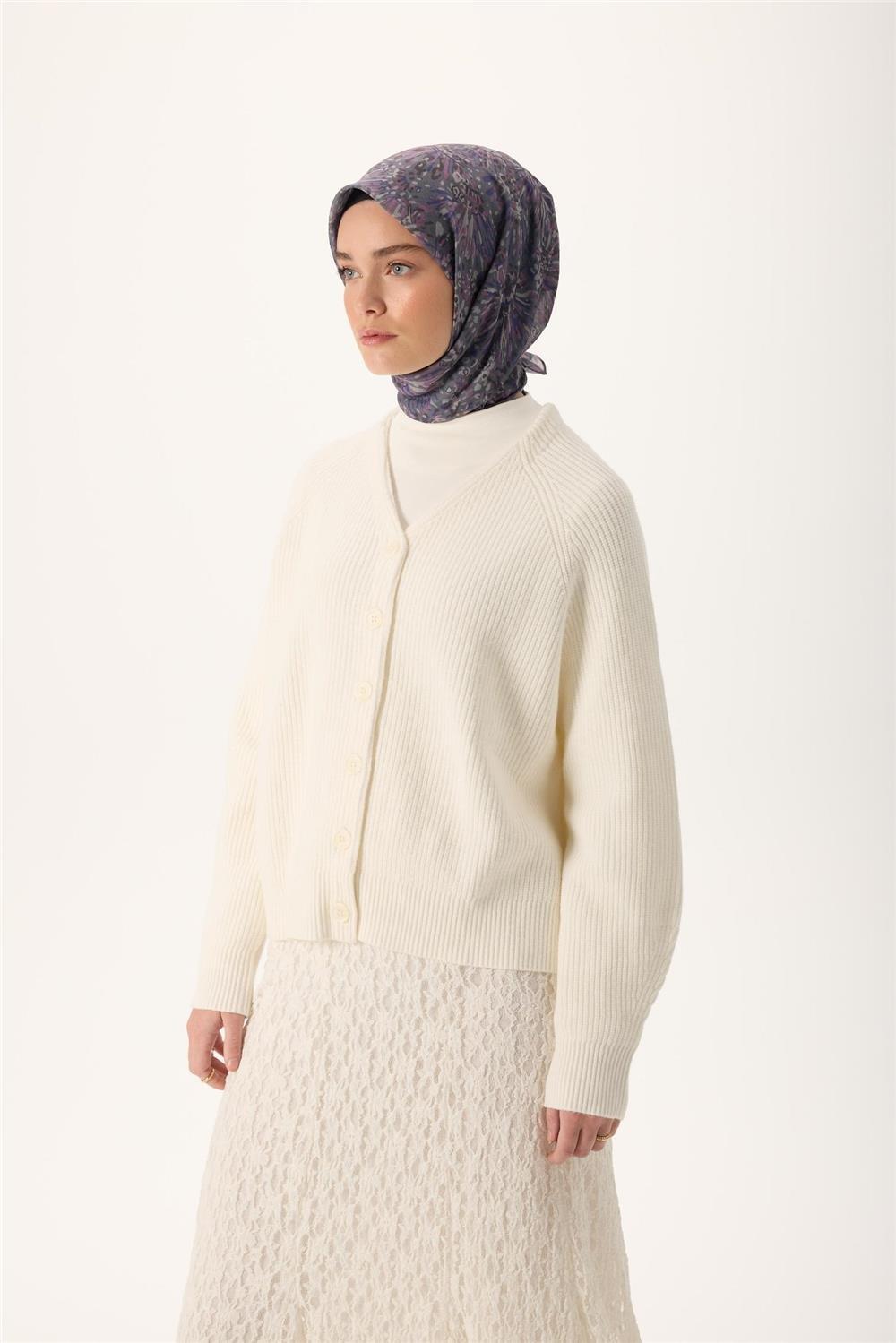 İnce Pamuk Soft Eşarp Gri-Antrasit Desenli Tok Duruşlu Kaymaz 90x90