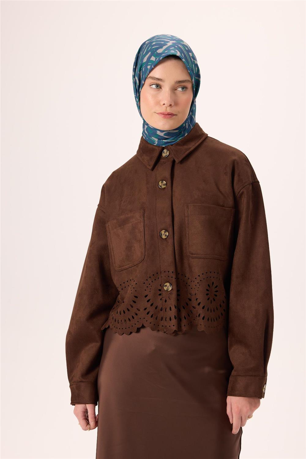 İnce Pamuk Soft Eşarp Vizon Lacivert Zümrüt Desenli Nefes Alan 90x90