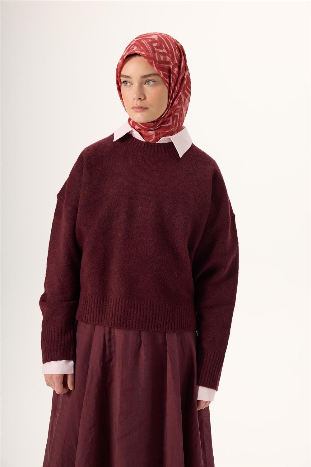 İnce Pamuk Soft Eşarp Pudra Kızıl Turuncu Şeftali Desenli Nefes Alan 90x90