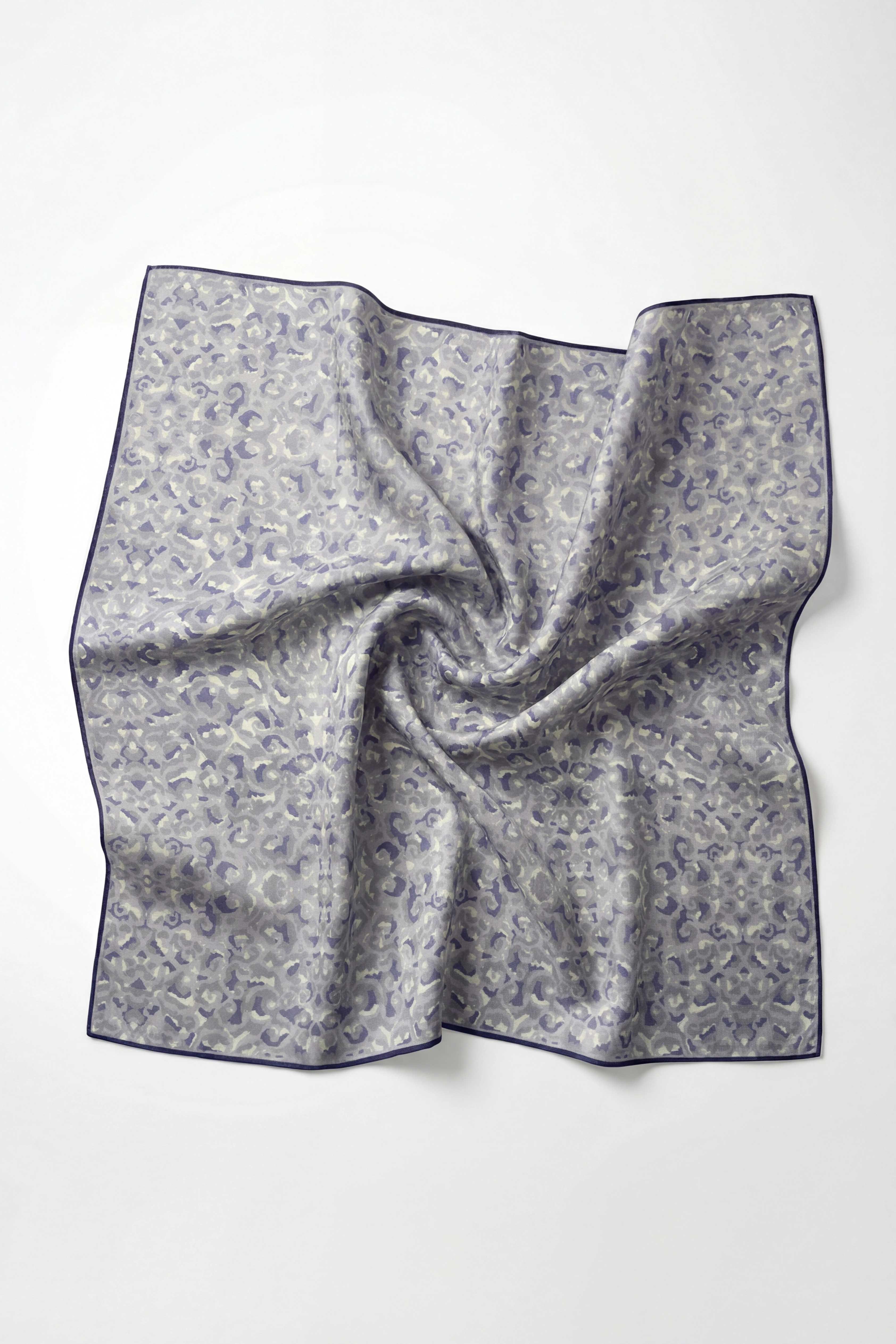 Pamuk Karışımlı Soft Eşarp Sis Motif Desen Gri 90X90
