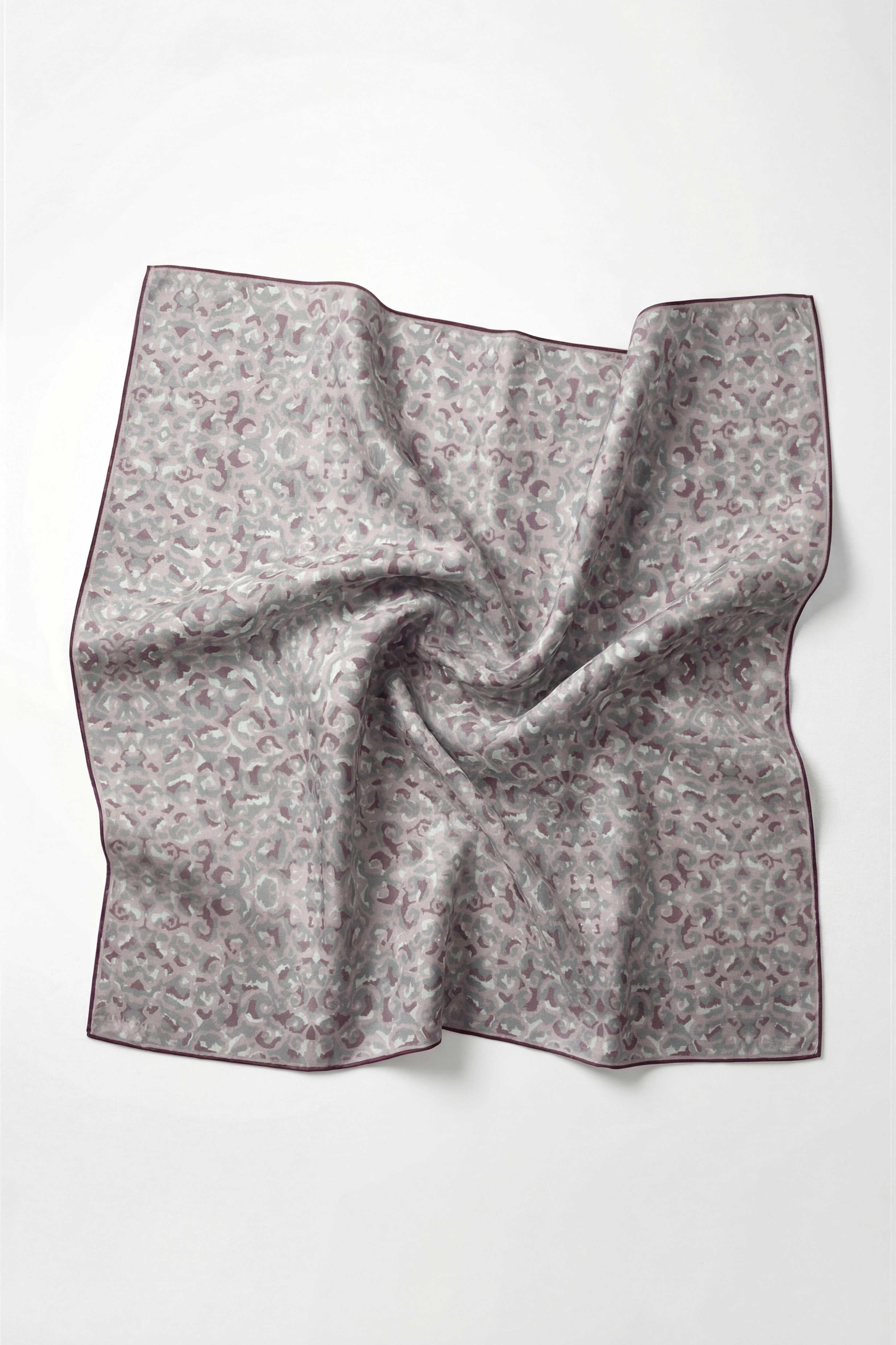 Pamuk Karışımlı Soft Eşarp Sis Motif Desen Soluk Lila 90X90