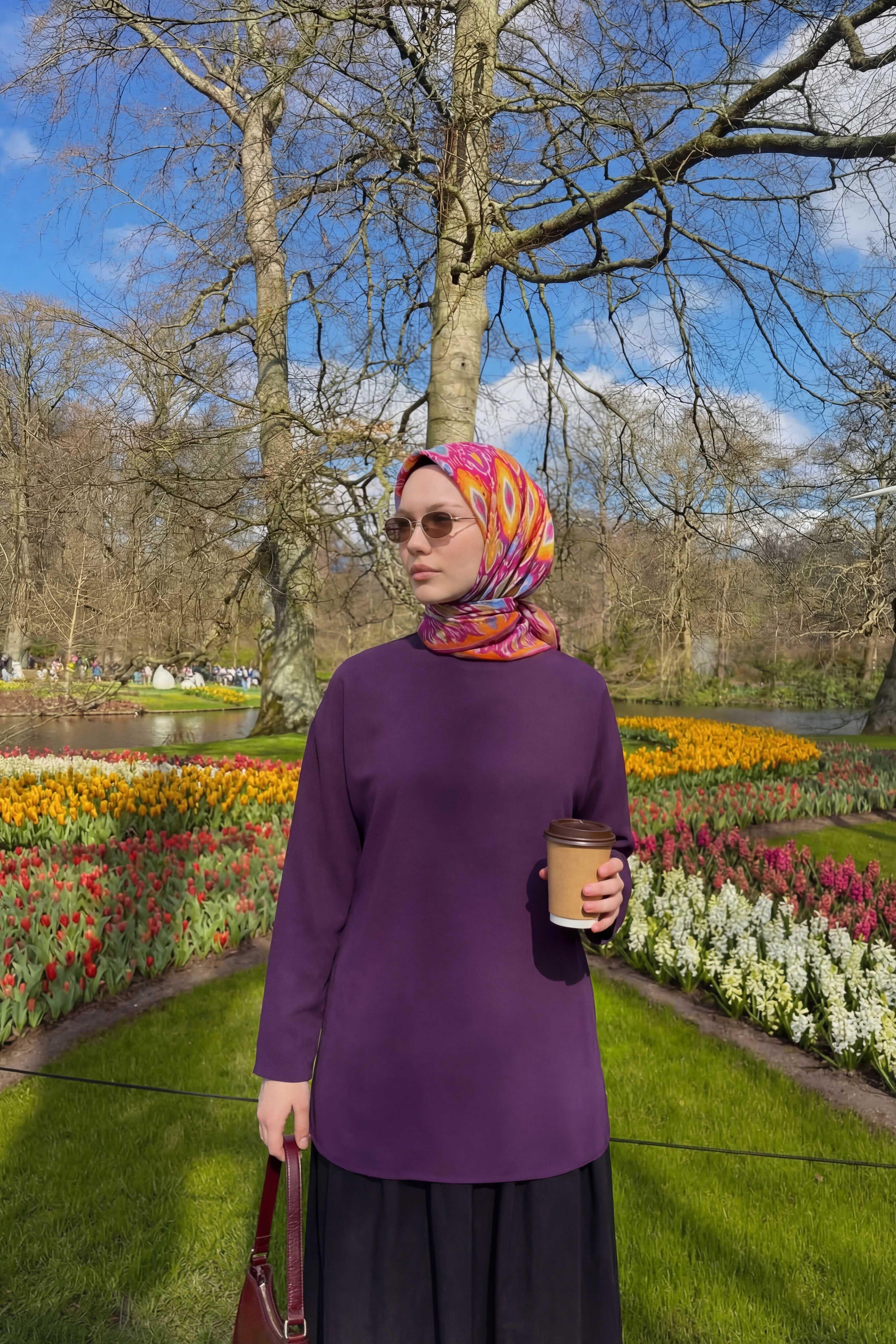 Pamuk Karışımlı Soft Eşarp Baklava Desen Pembe 90x90