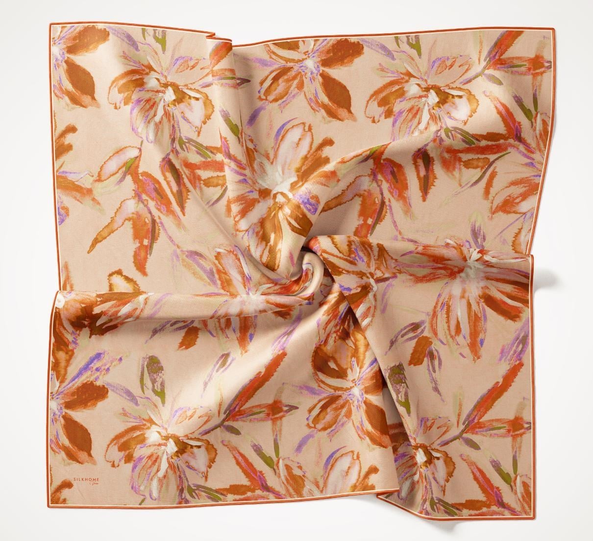 Twill İpek Eşarp Sulu Boya Kavuniçi 90x90
