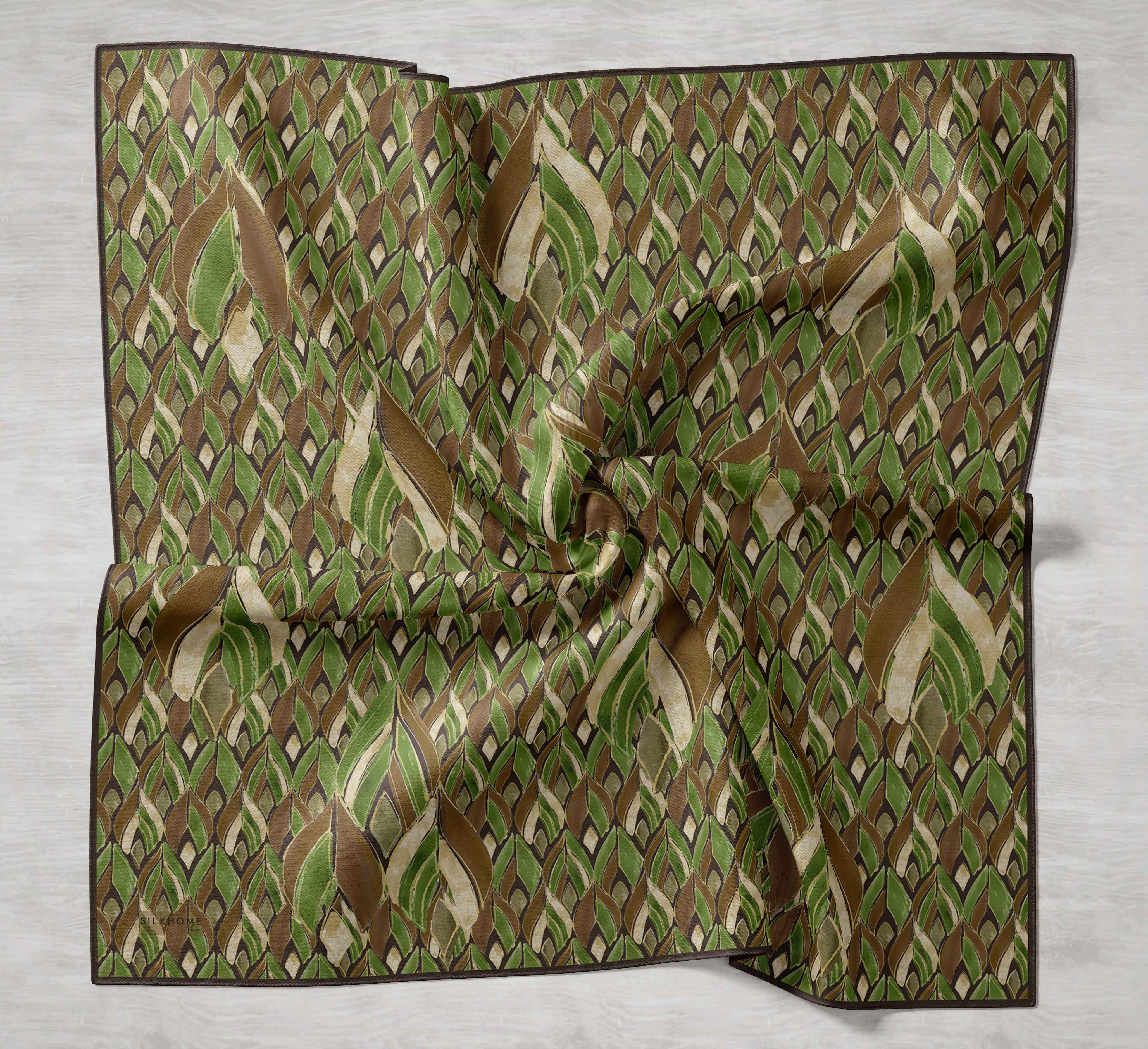 Twill İpek Eşarp Serenit Kahverengi 90x90