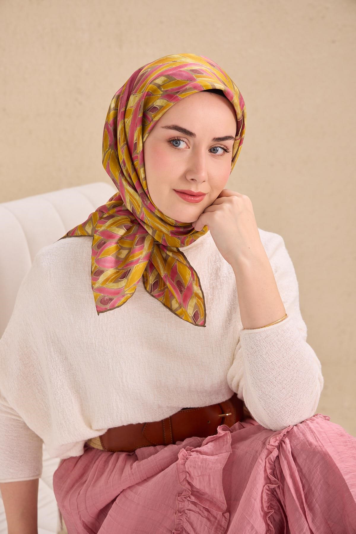 Twill İpek Eşarp Serenit Hardal 90x90