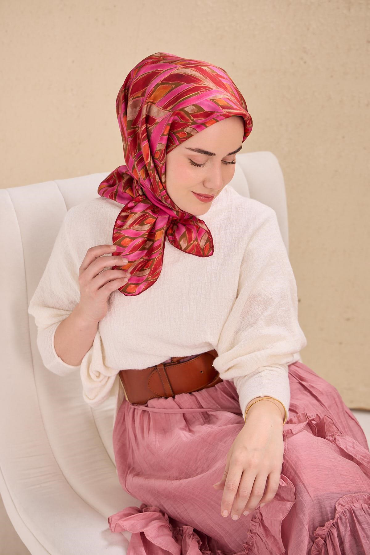 Twill İpek Eşarp Serenit Fuşya 90x90