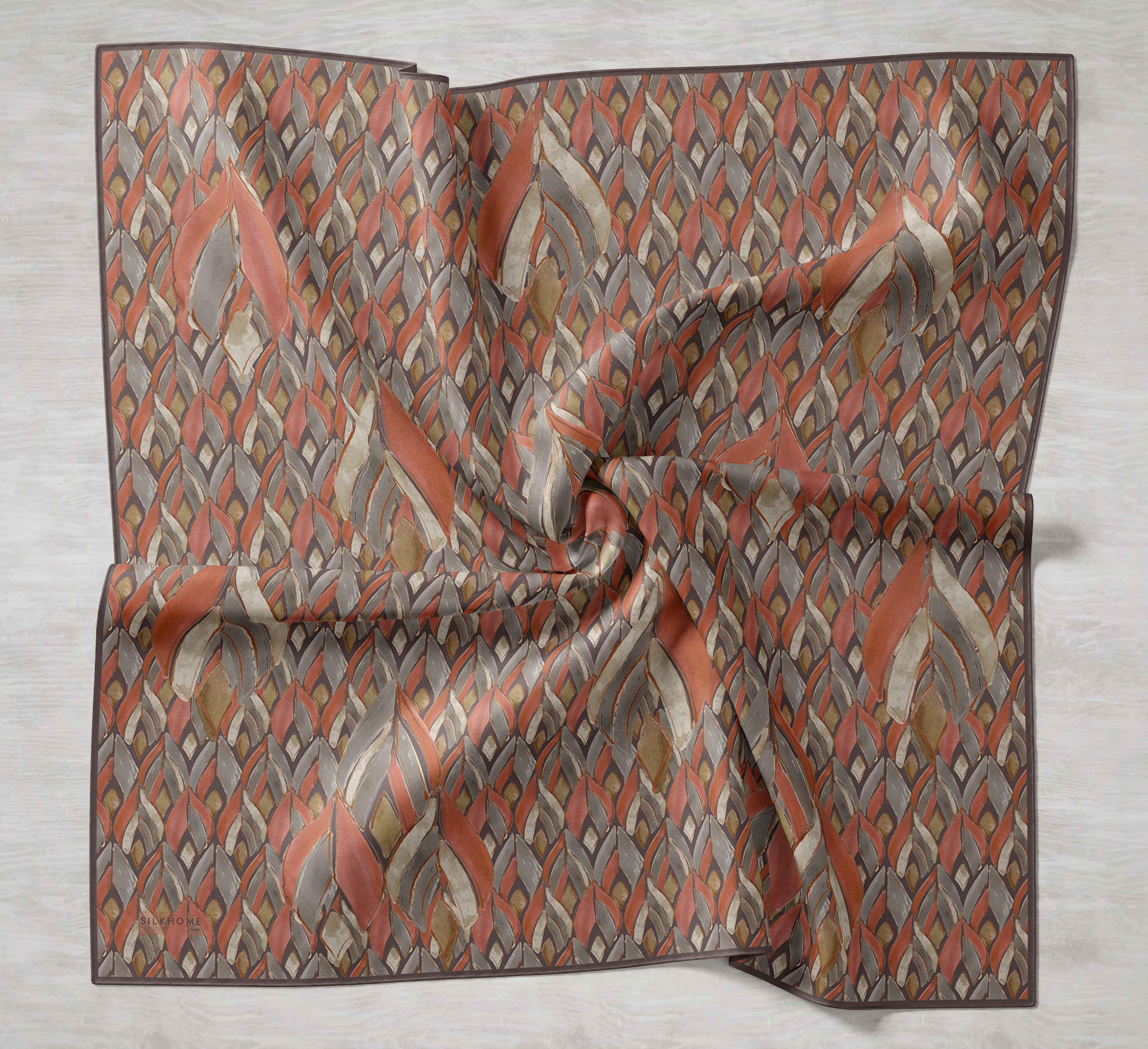 Twill İpek Eşarp Serenit Turuncu 90x90