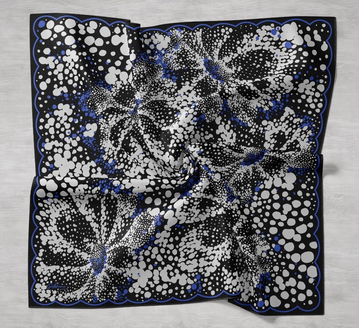 Twill İpek Eşarp Samanyolu Siyah 90x90