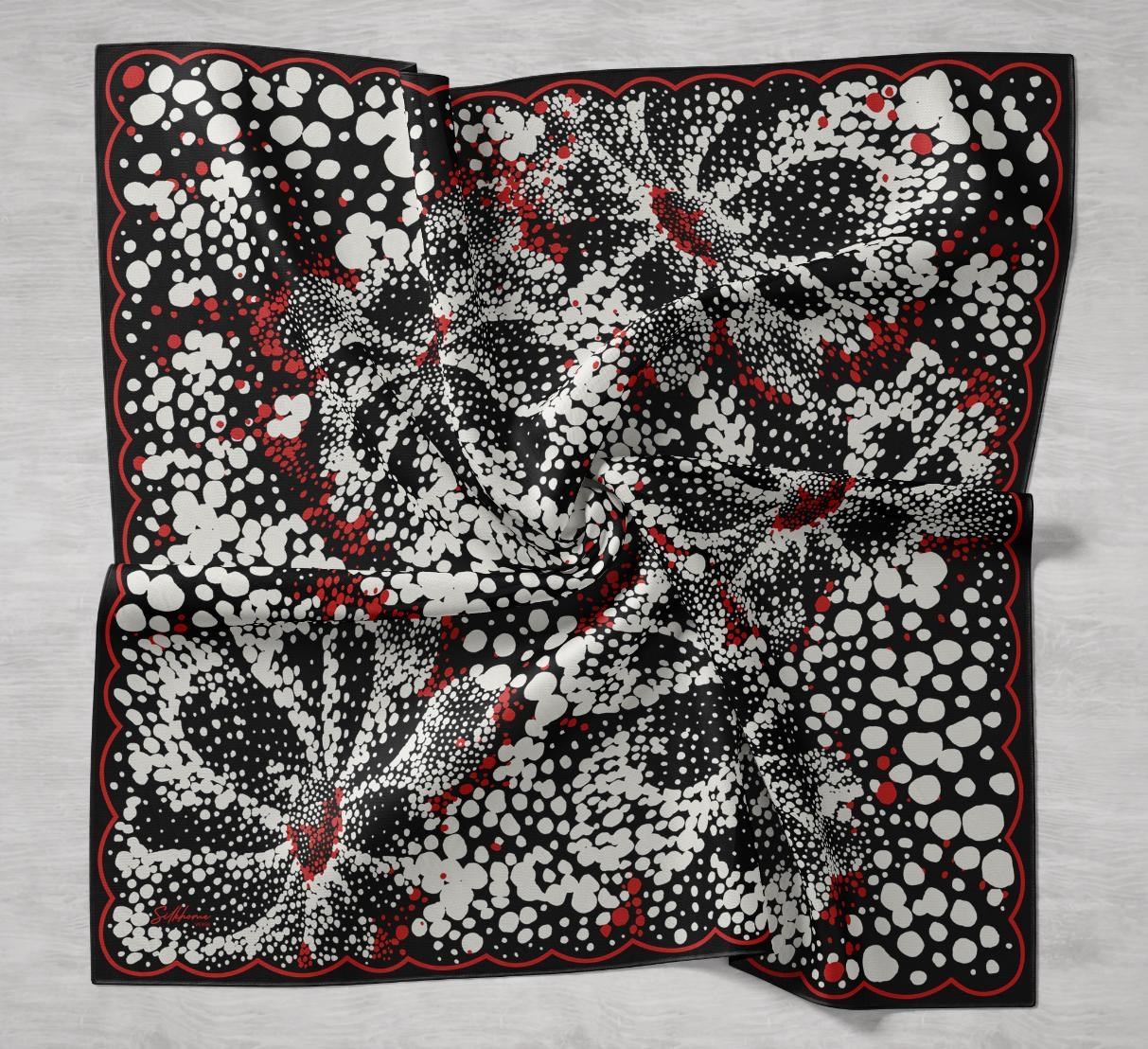 Twill İpek Eşarp Samanyolu Siyah Mercan 90x90