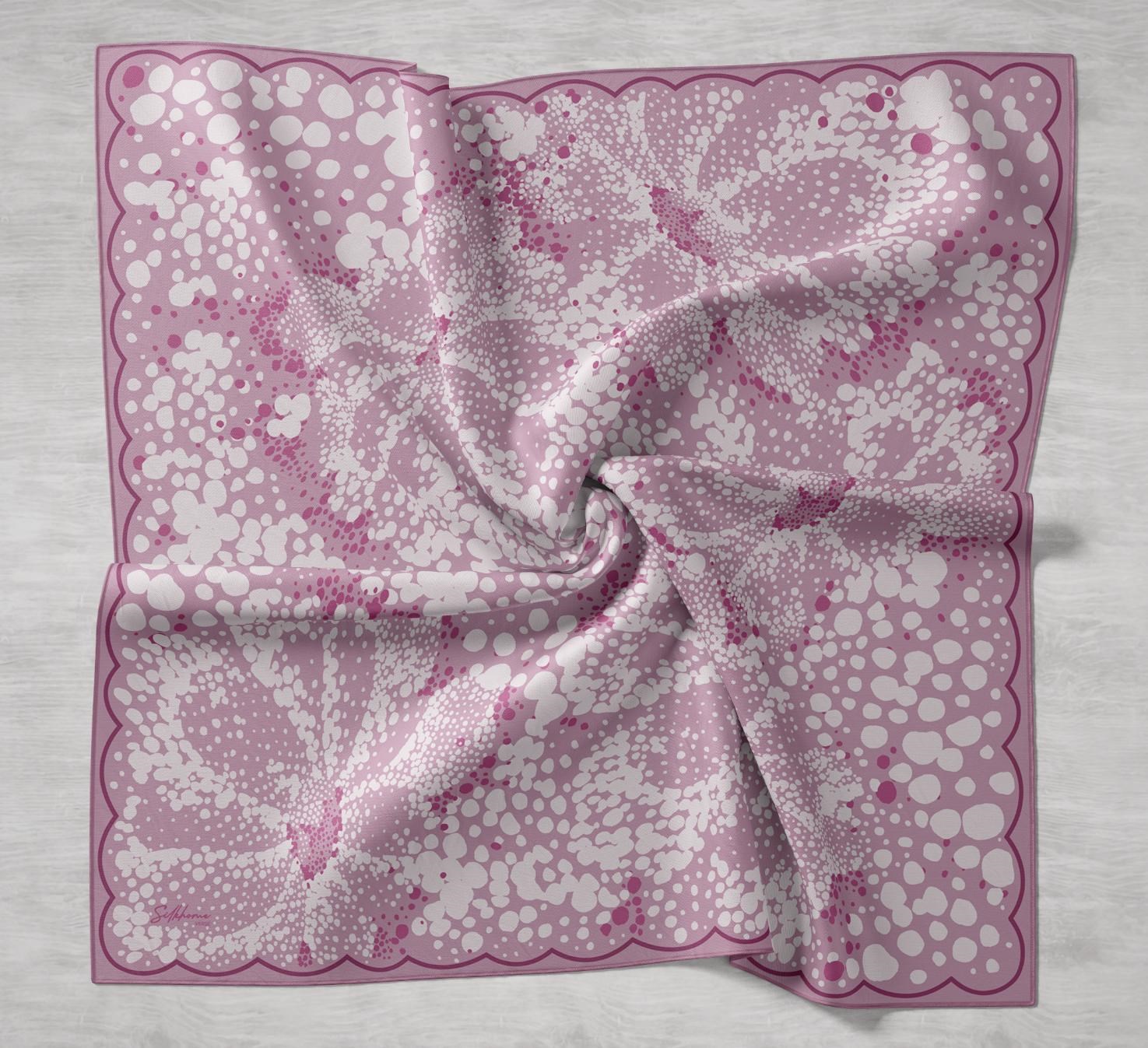 Twill İpek Eşarp Samanyolu Pembe 90x90