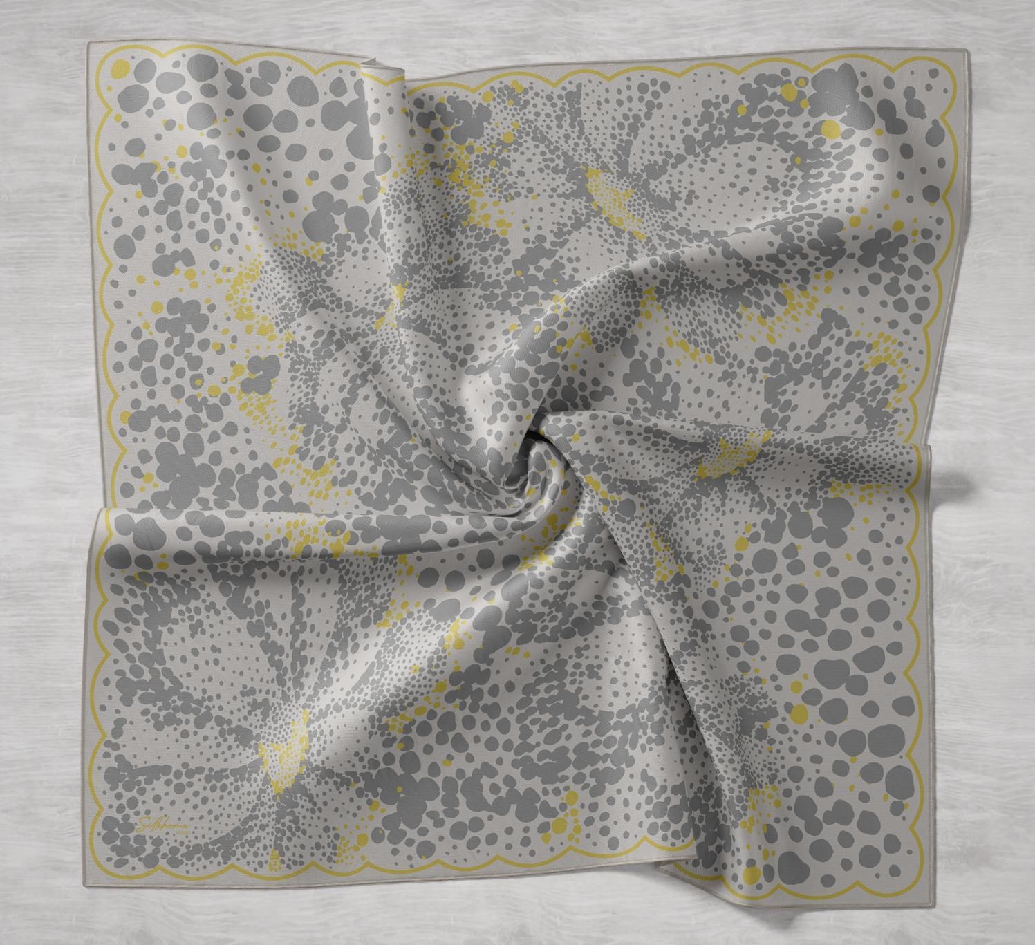 Twill İpek Eşarp Samanyolu Yeşil Bej 90x90