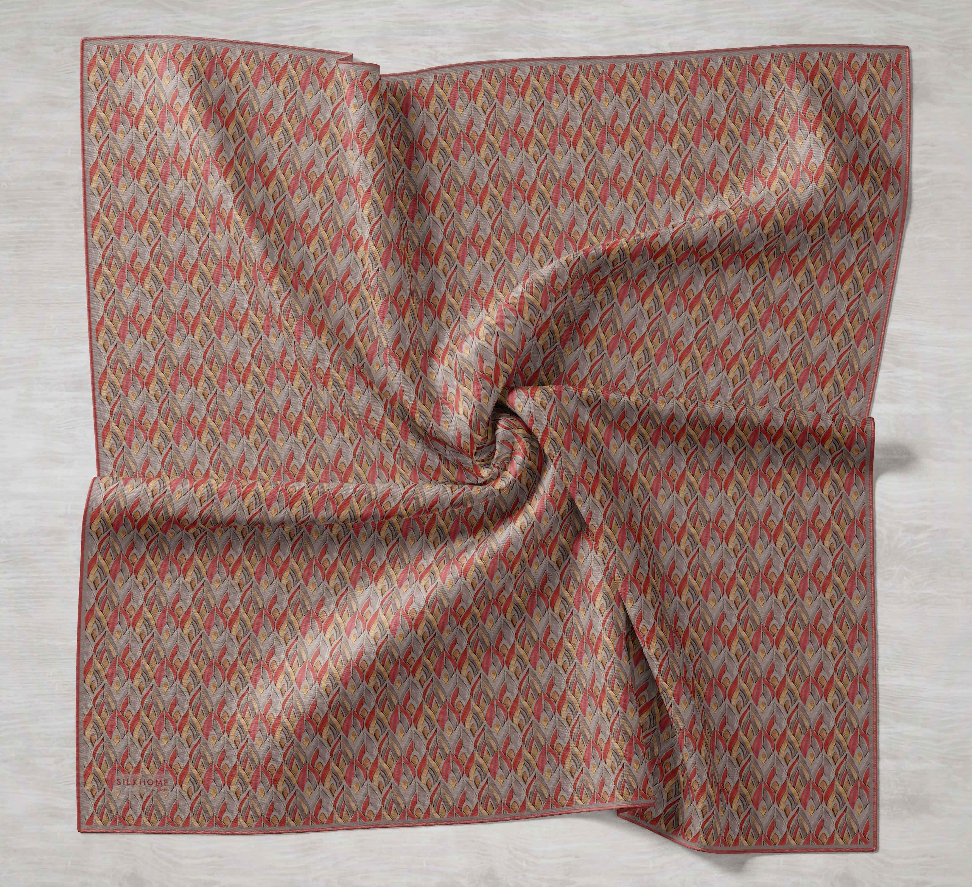 Twill İpek Eşarp Yaprak Ritmi Küf Yeşili 90x90