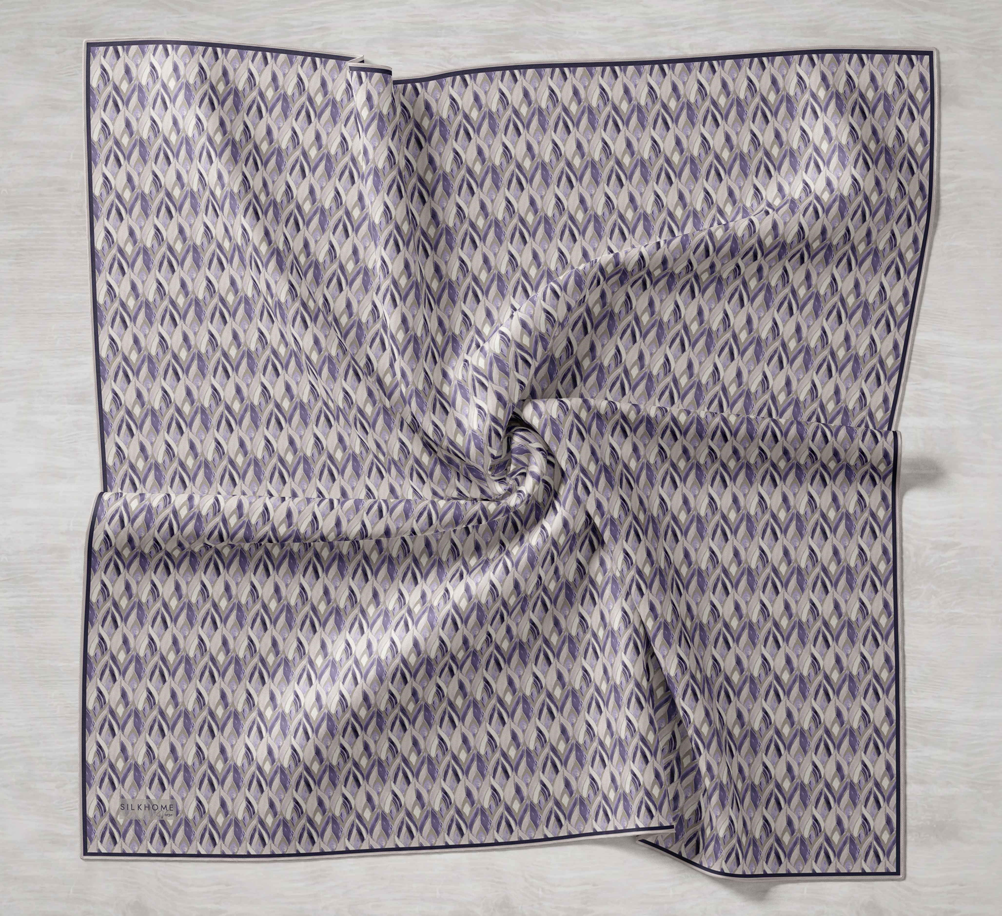 Twill İpek Eşarp Yaprak Ritmi Eflatun 90x90