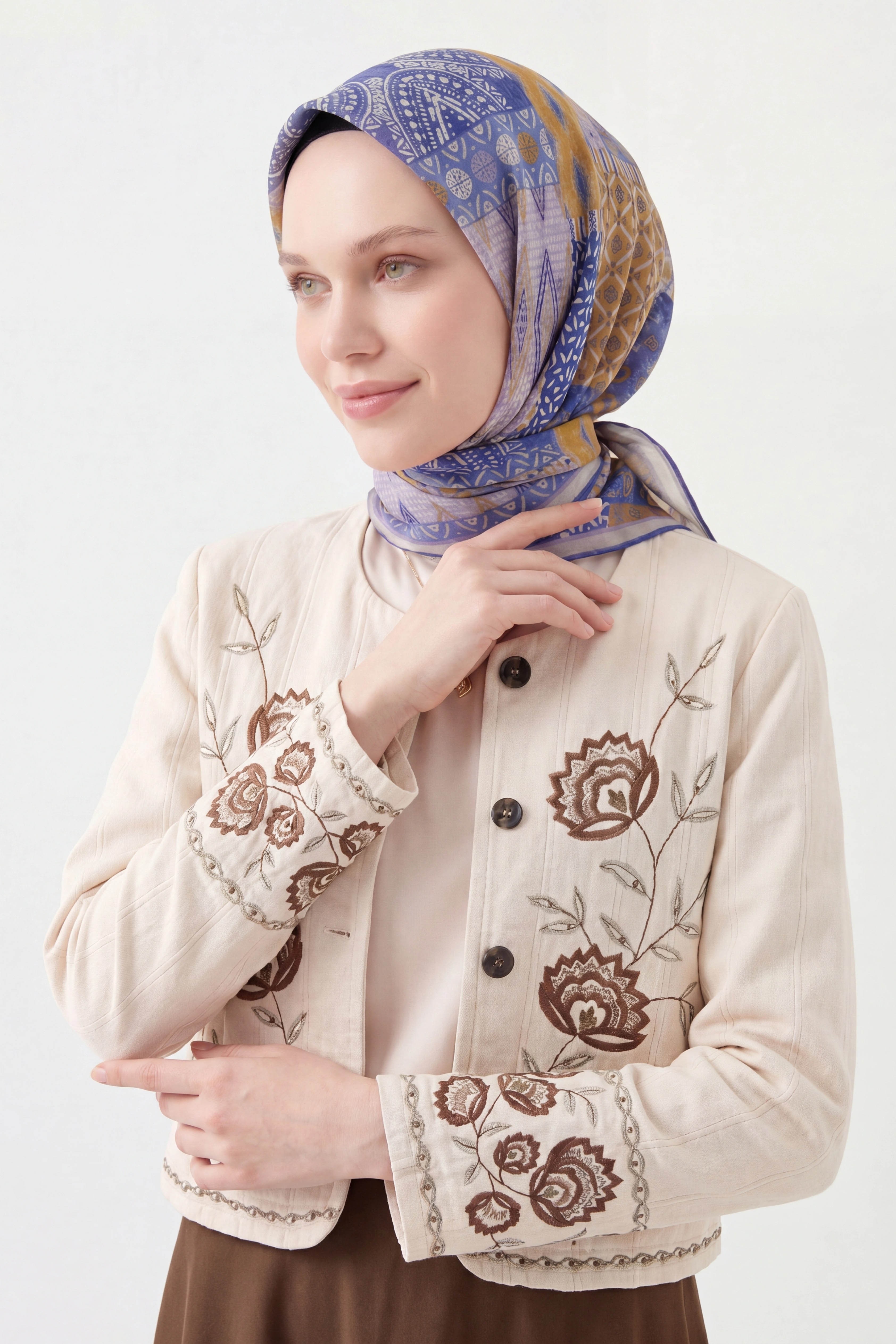 Soft Eşarp Authentic Mavi Lila