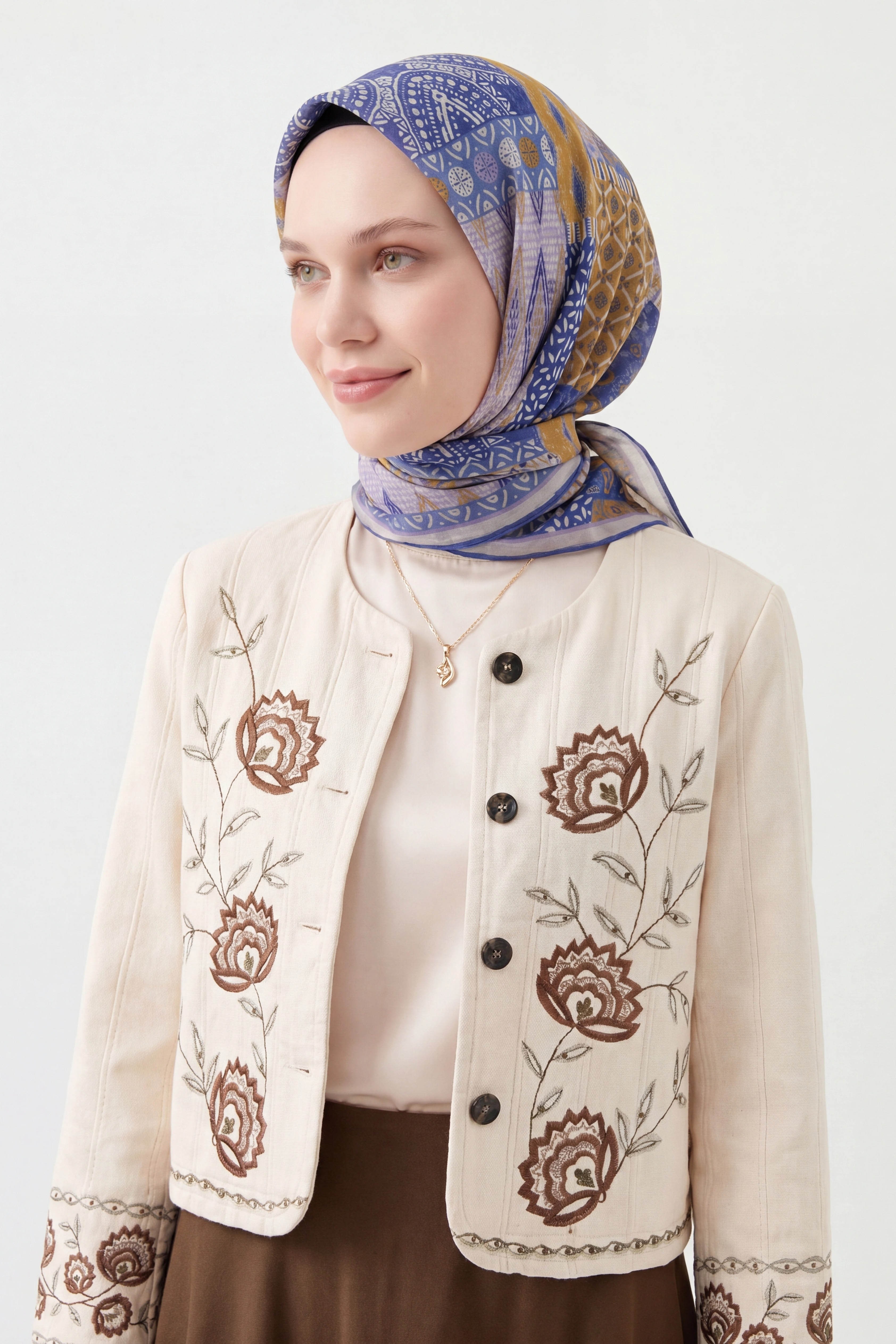 Soft Eşarp Authentic Mavi Lila