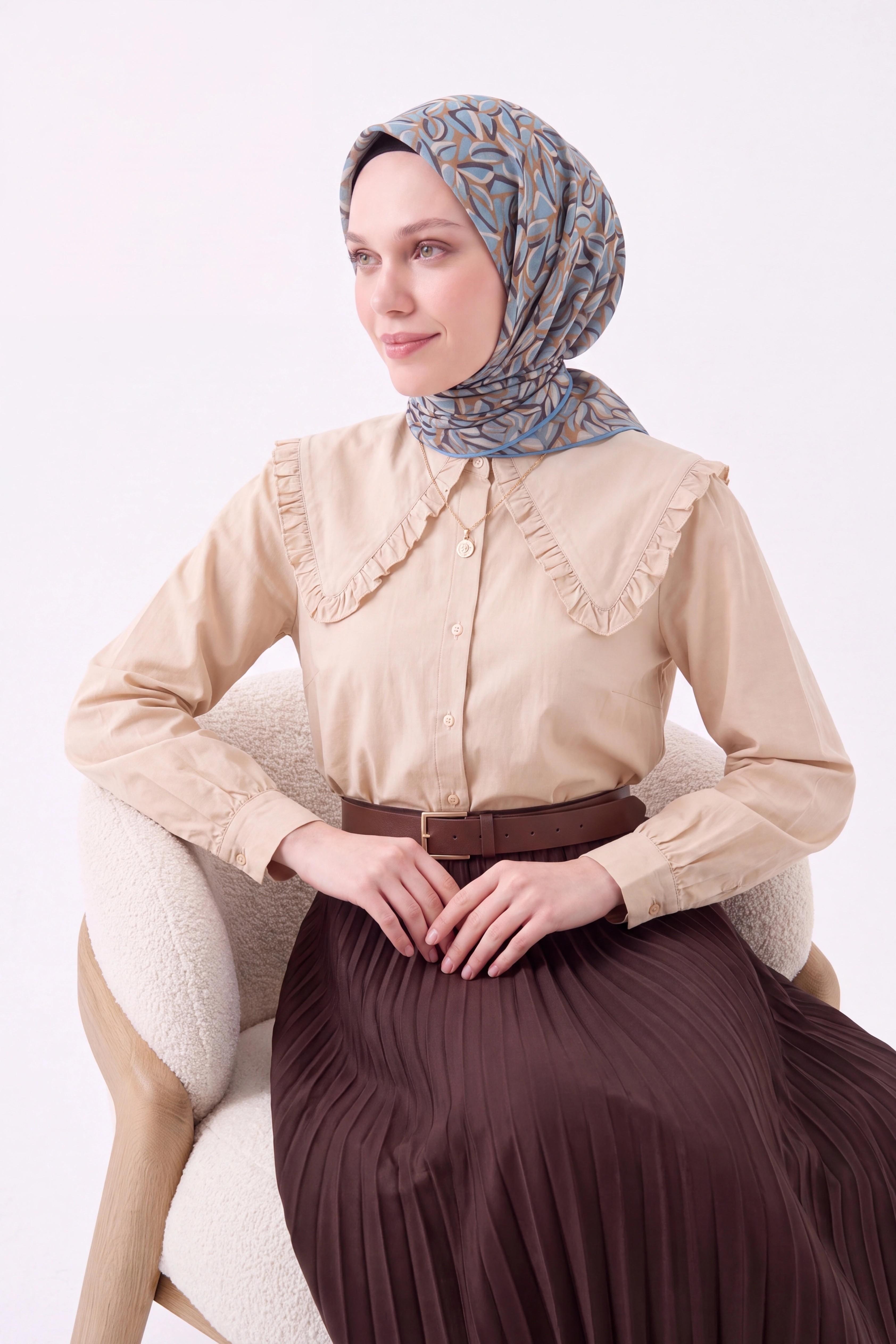 Soft Eşarp Çakıl Taşı Sütlü Kahve