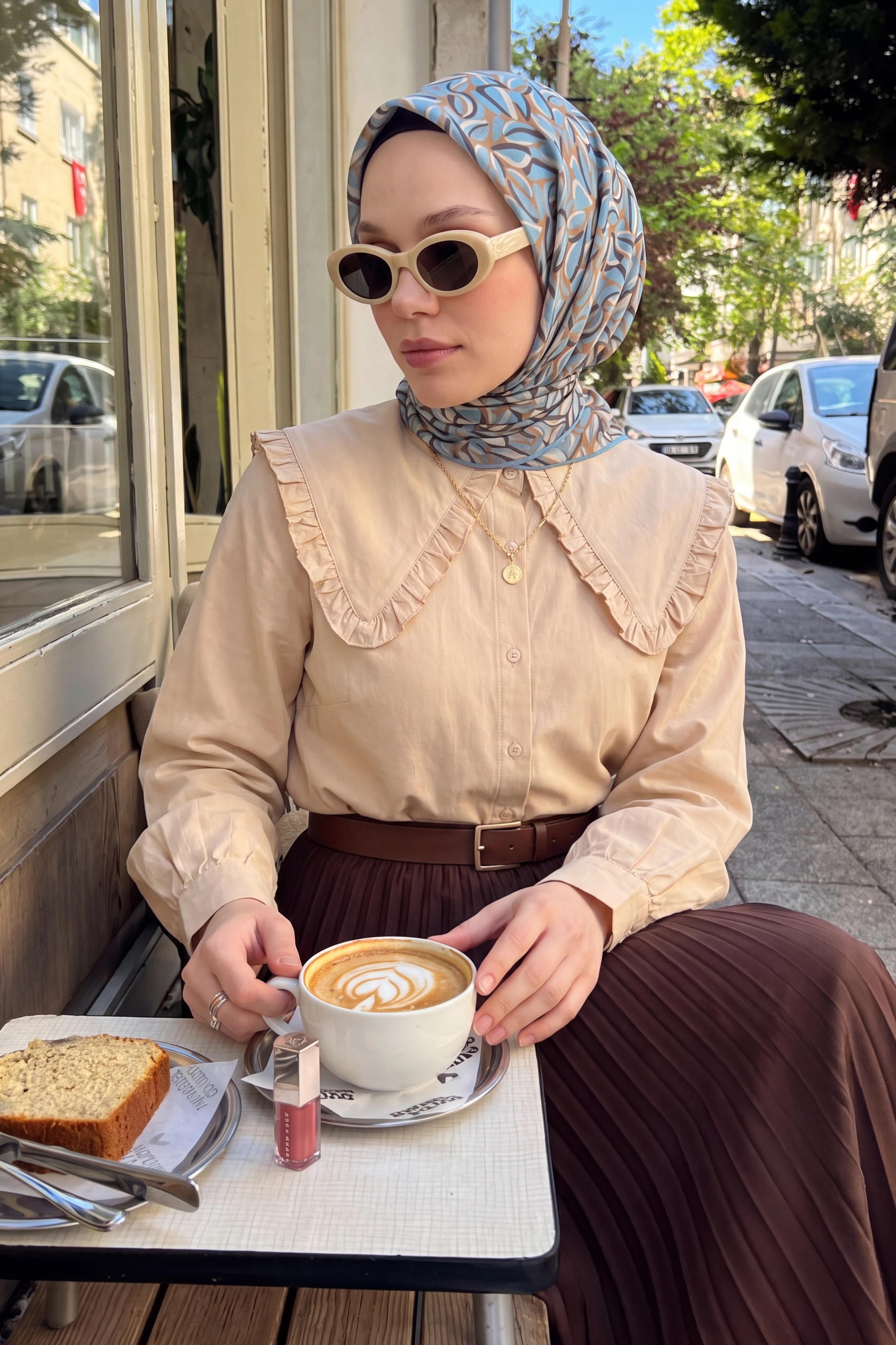 Soft Eşarp Çakıl Taşı Sütlü Kahve