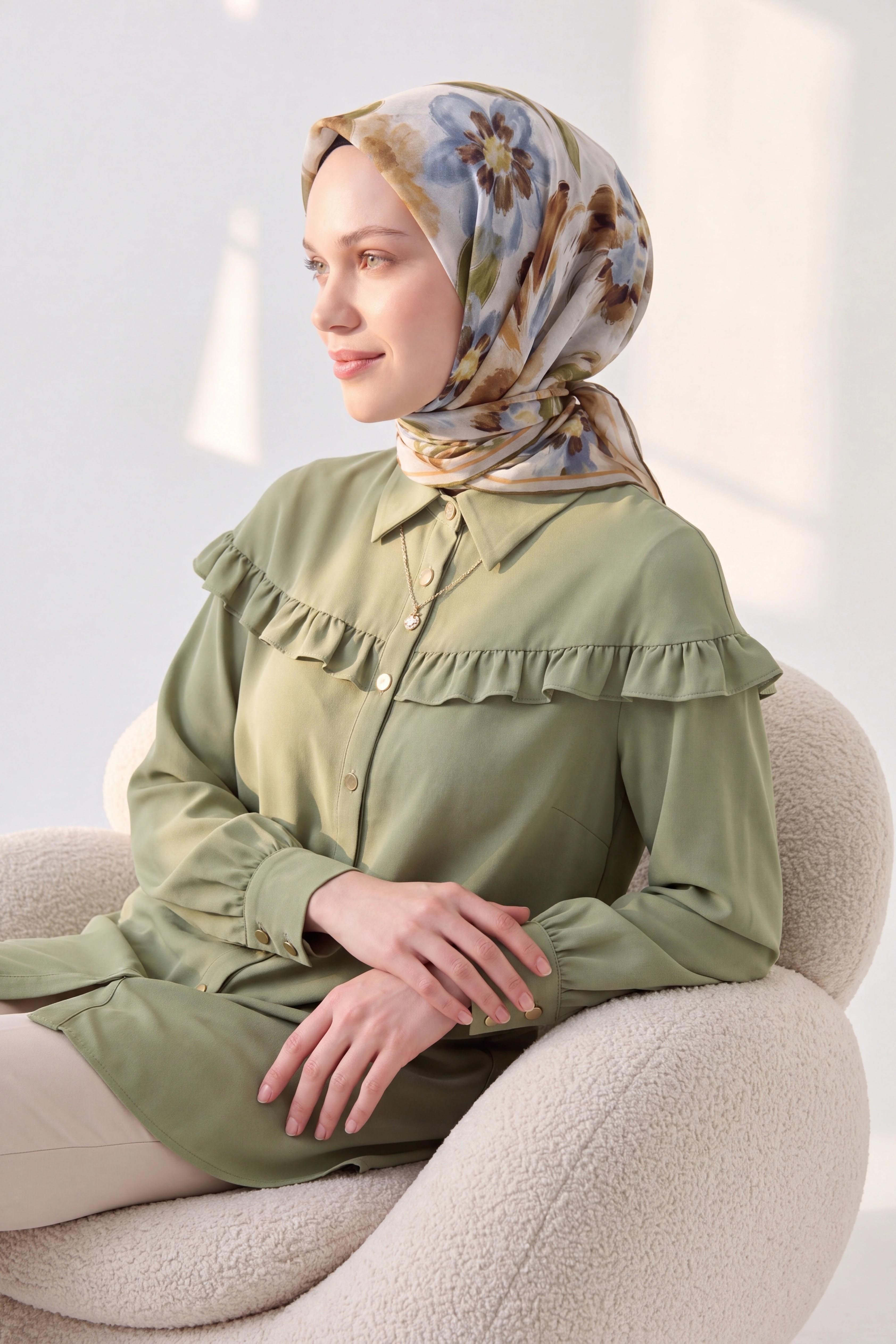 Soft Eşarp Fleur Haki