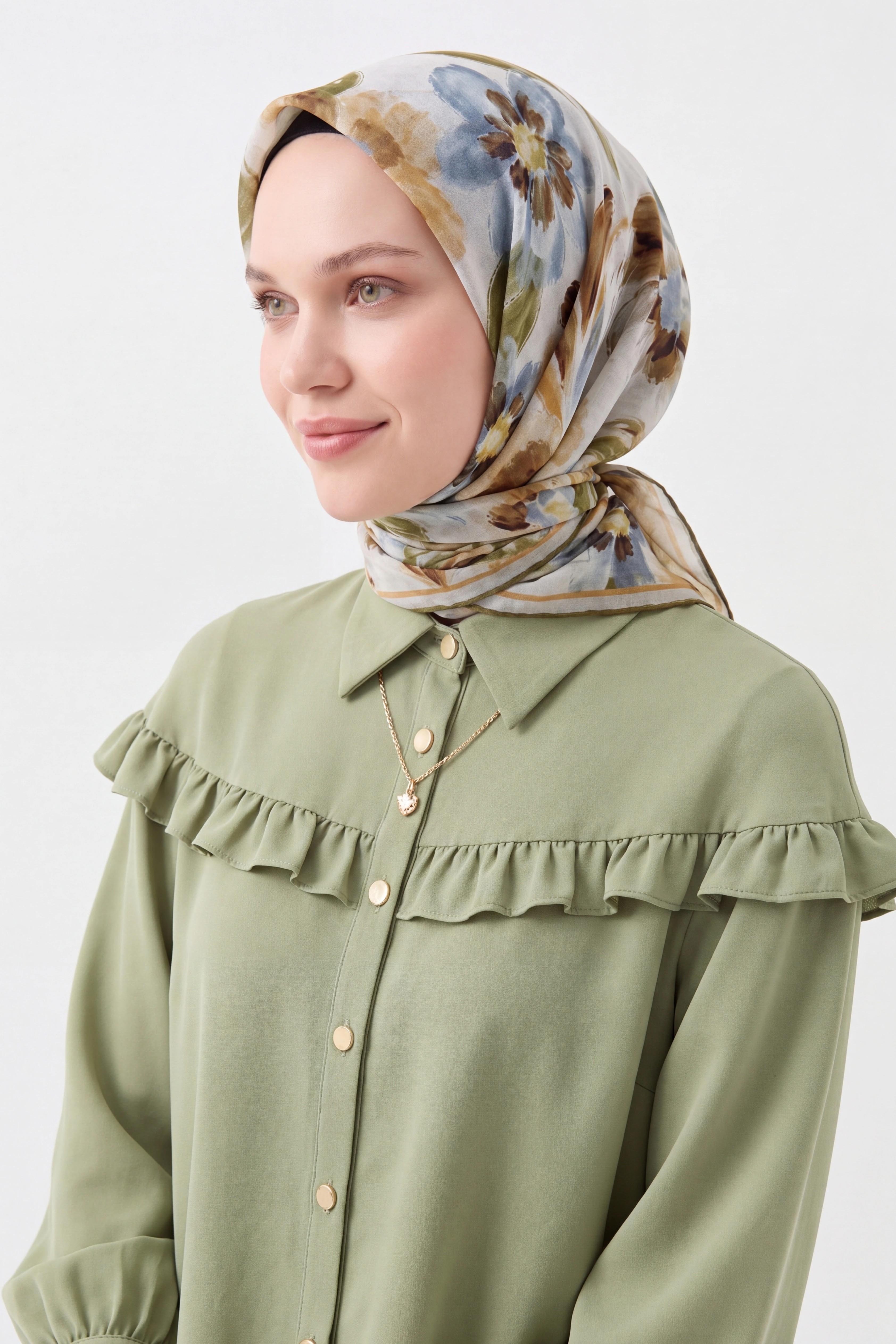 Soft Eşarp Fleur Haki