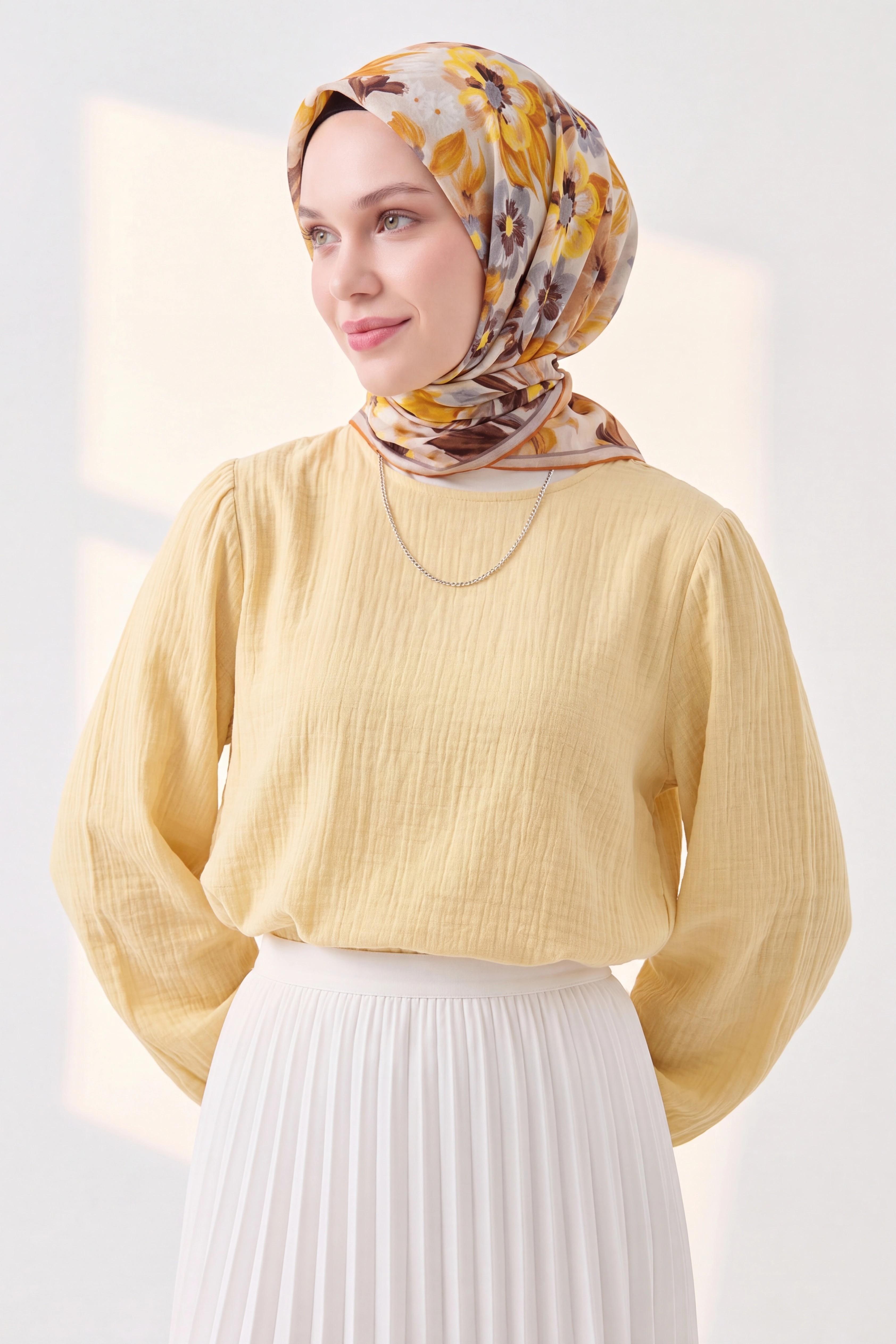 Soft Eşarp Fleur Koyu Turuncu