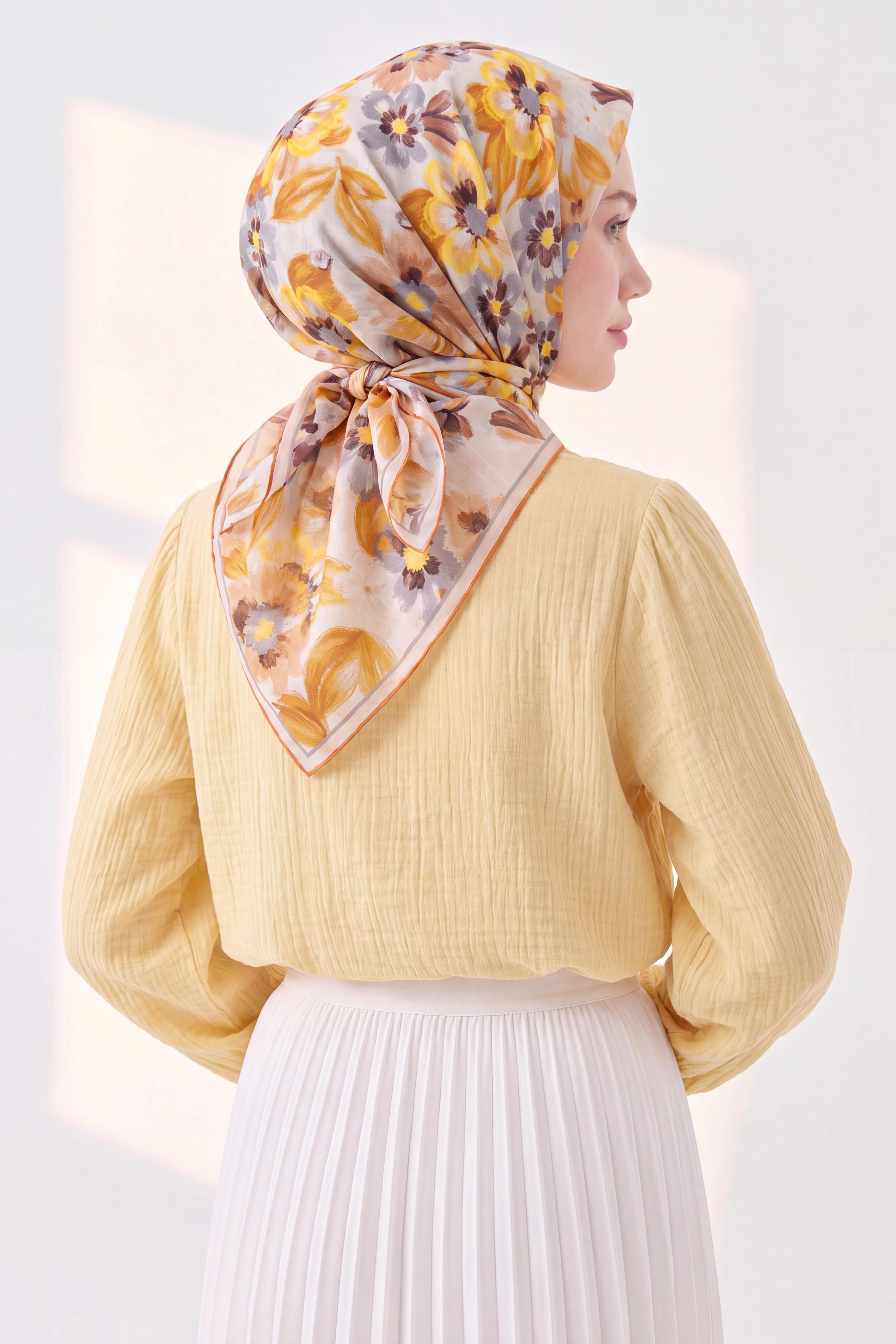 Soft Eşarp Fleur Koyu Turuncu