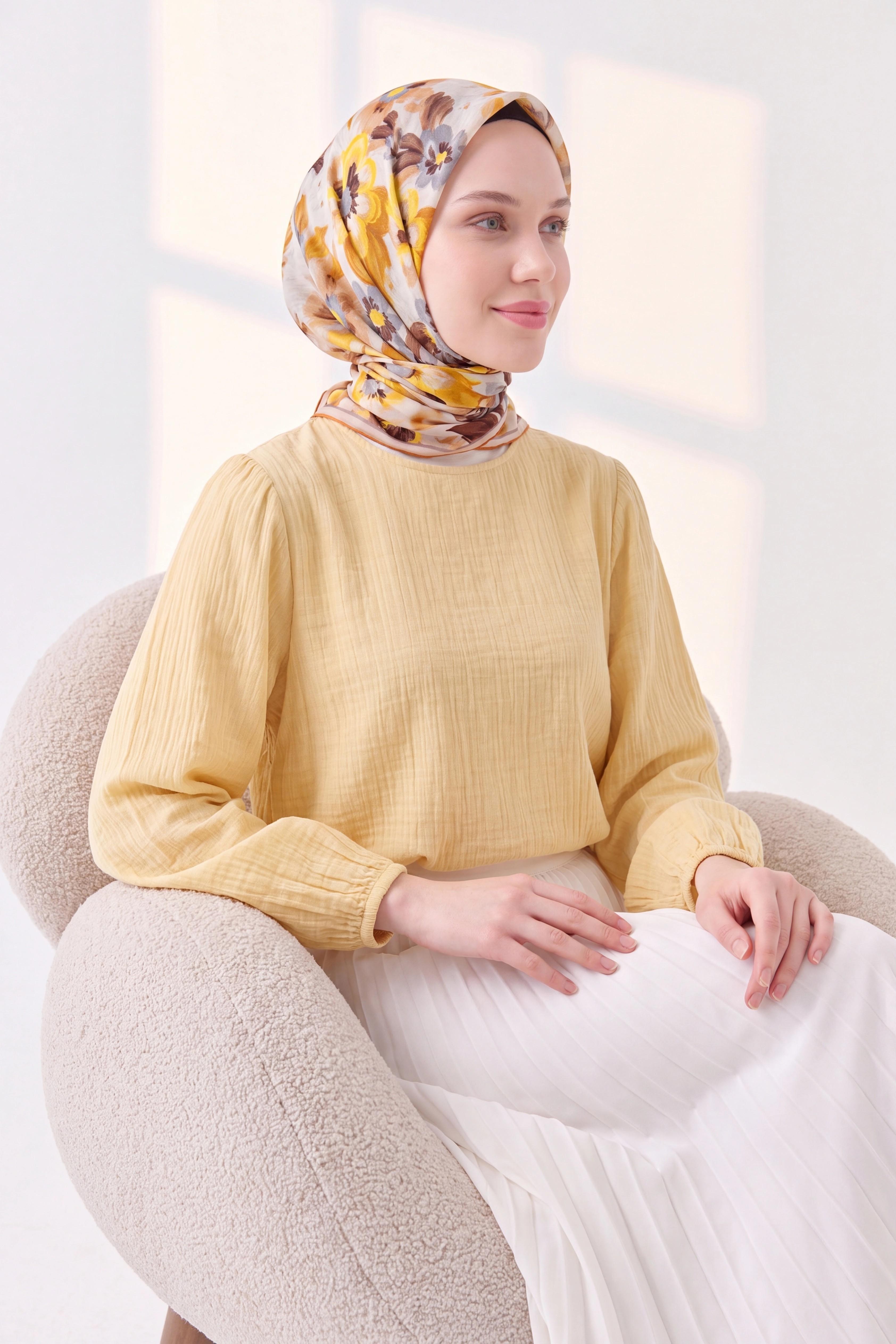 Soft Eşarp Fleur Koyu Turuncu
