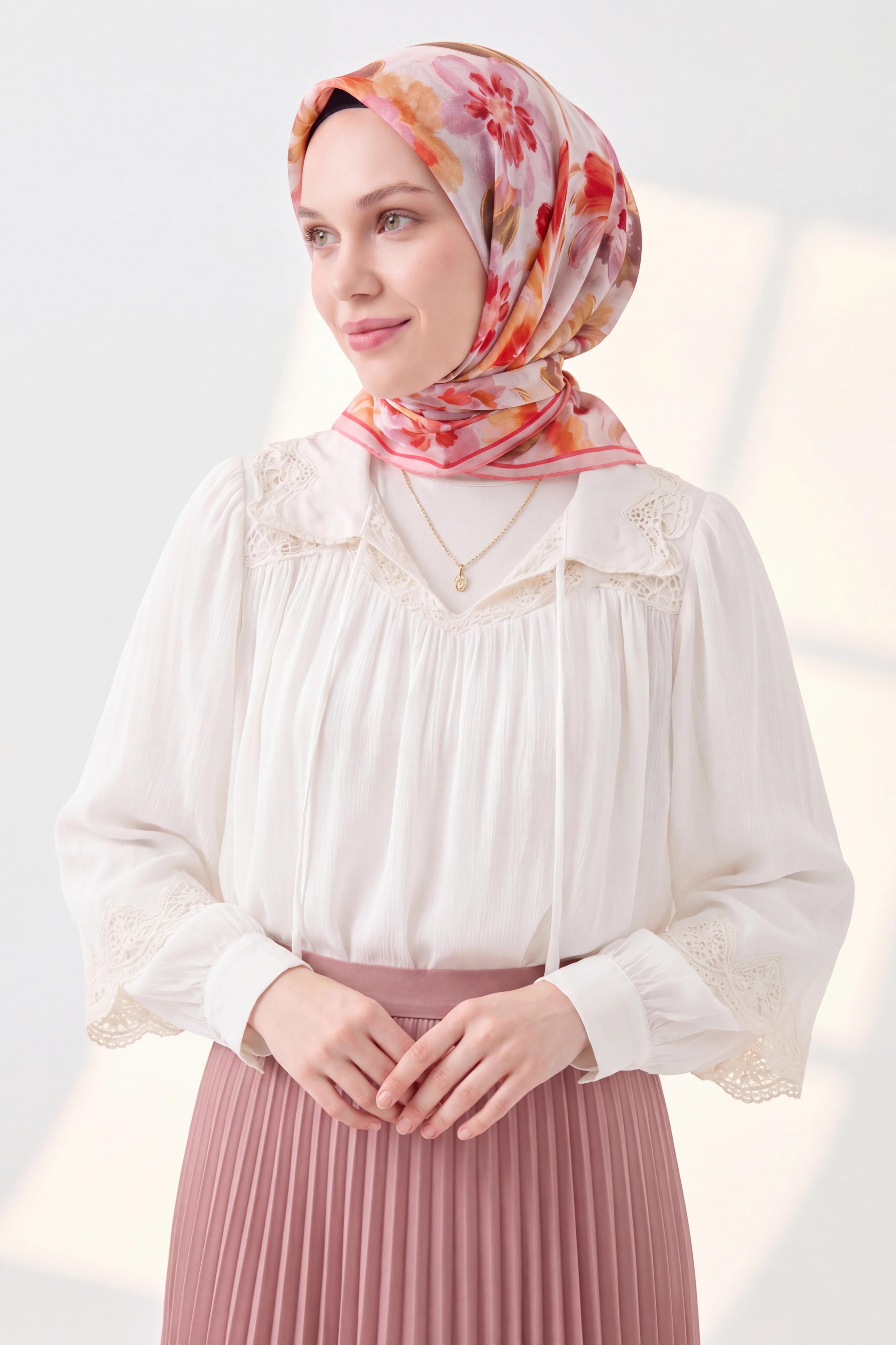 Soft Eşarp Fleur Pembe